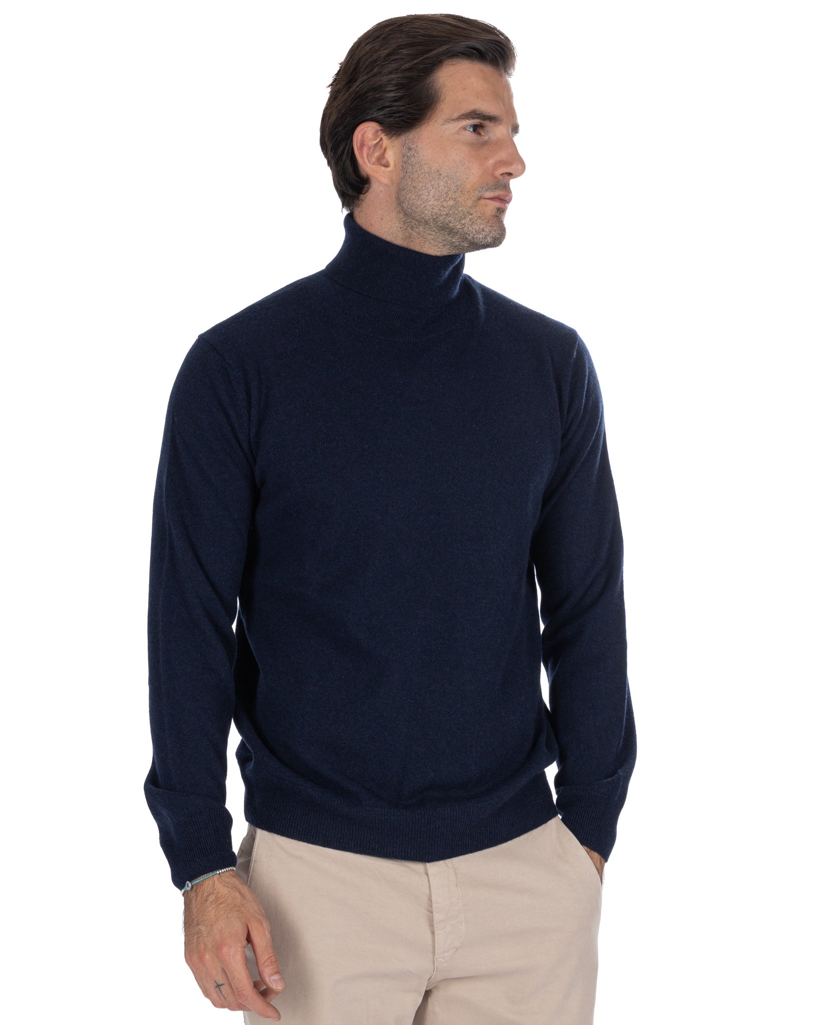 Albori - dolcevita in puro cashmere blu