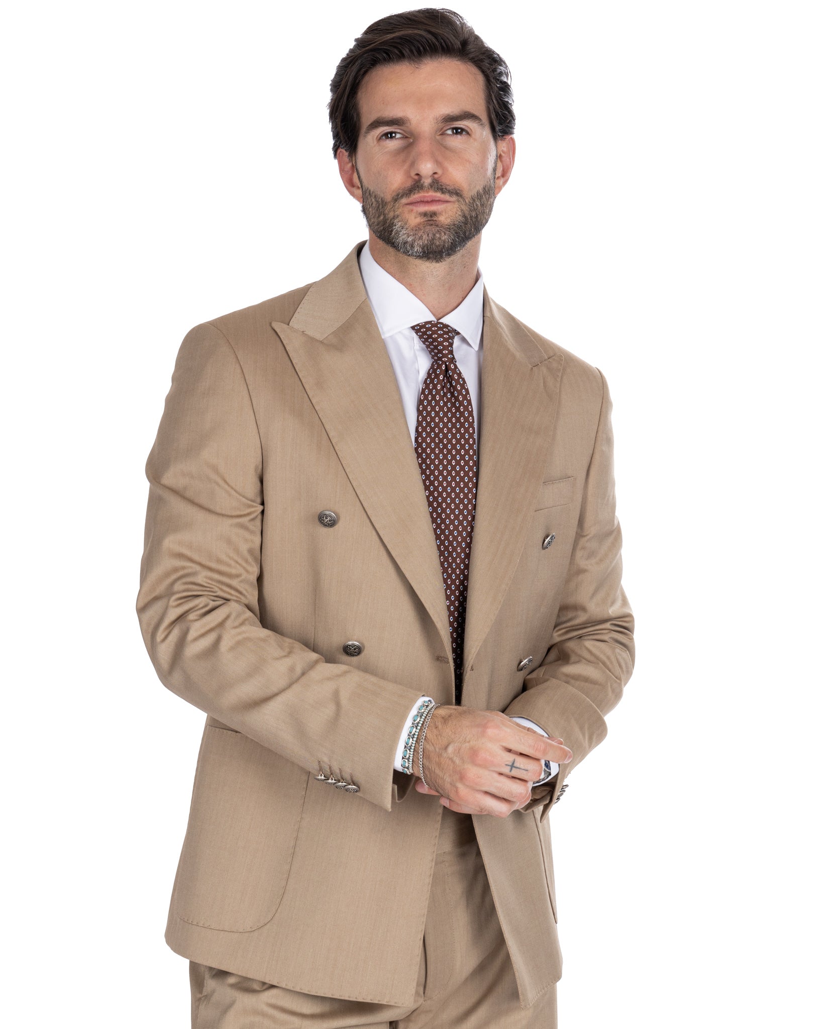 Lisbon - Solaro Camel Double Breasted Jacket