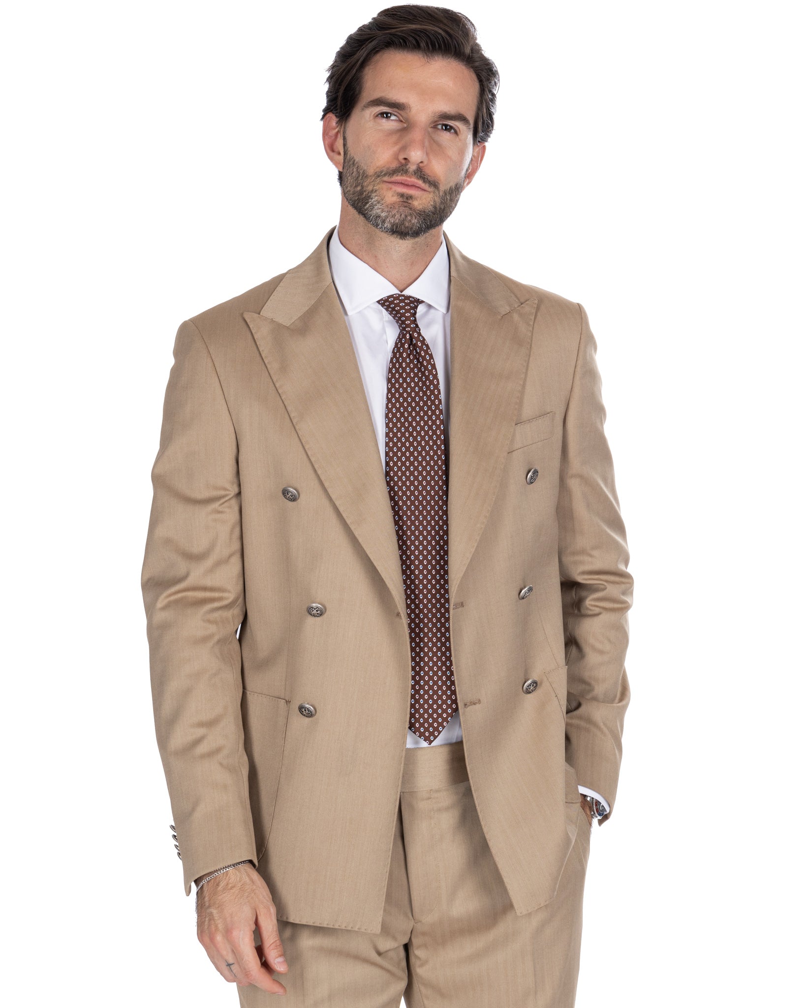 Lisbon - Solaro Camel Double Breasted Jacket