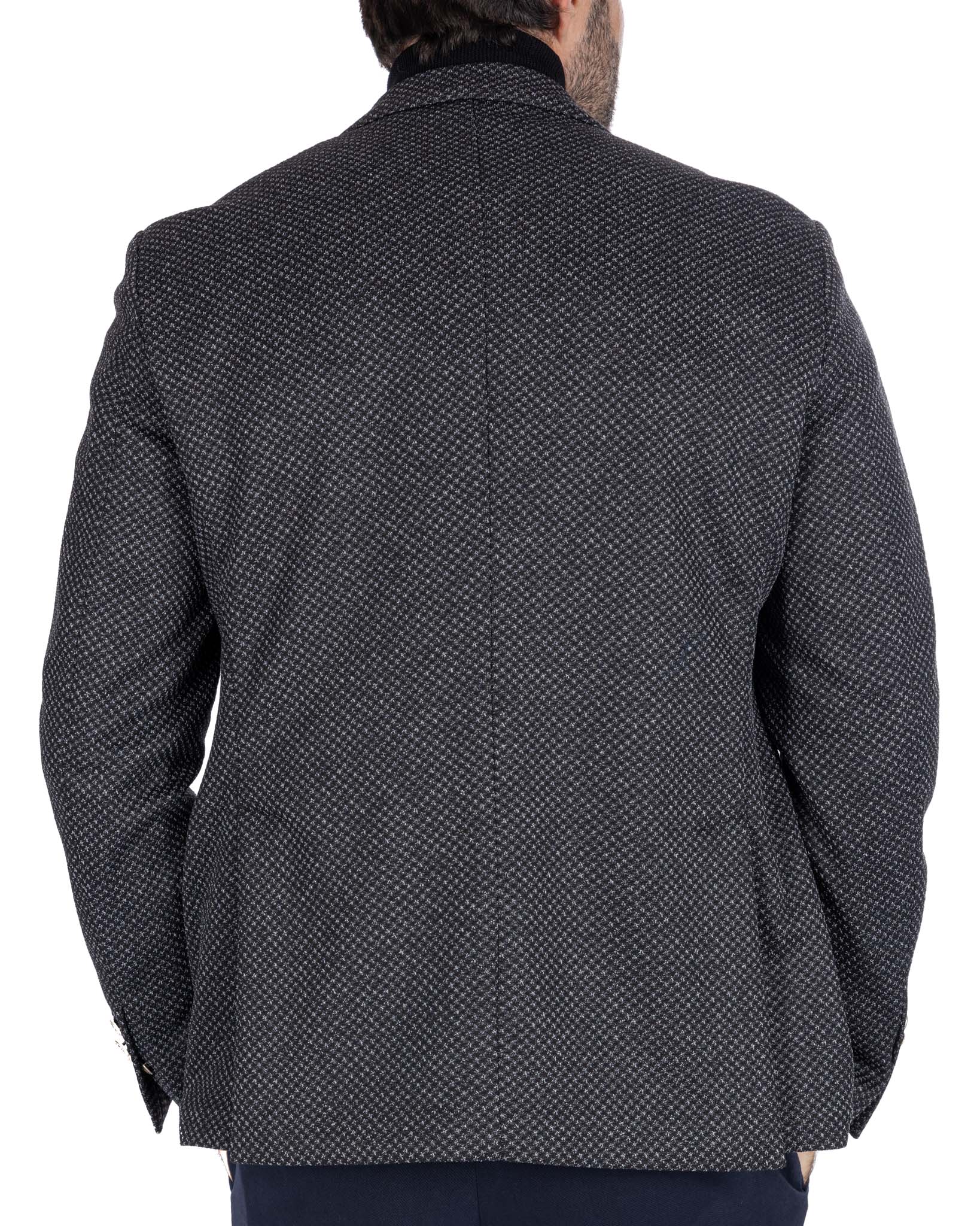 Theodore - black micro-patterned double-breasted jacket