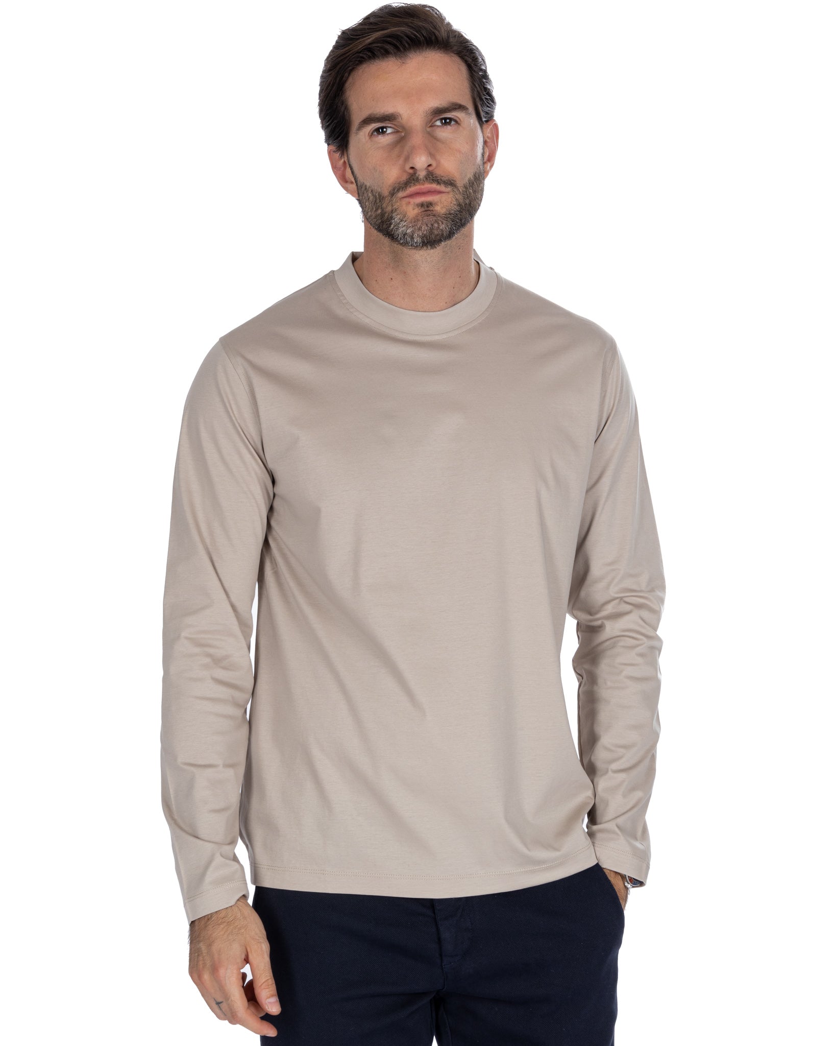 Nimega - beige cotton long sleeve t-shirt