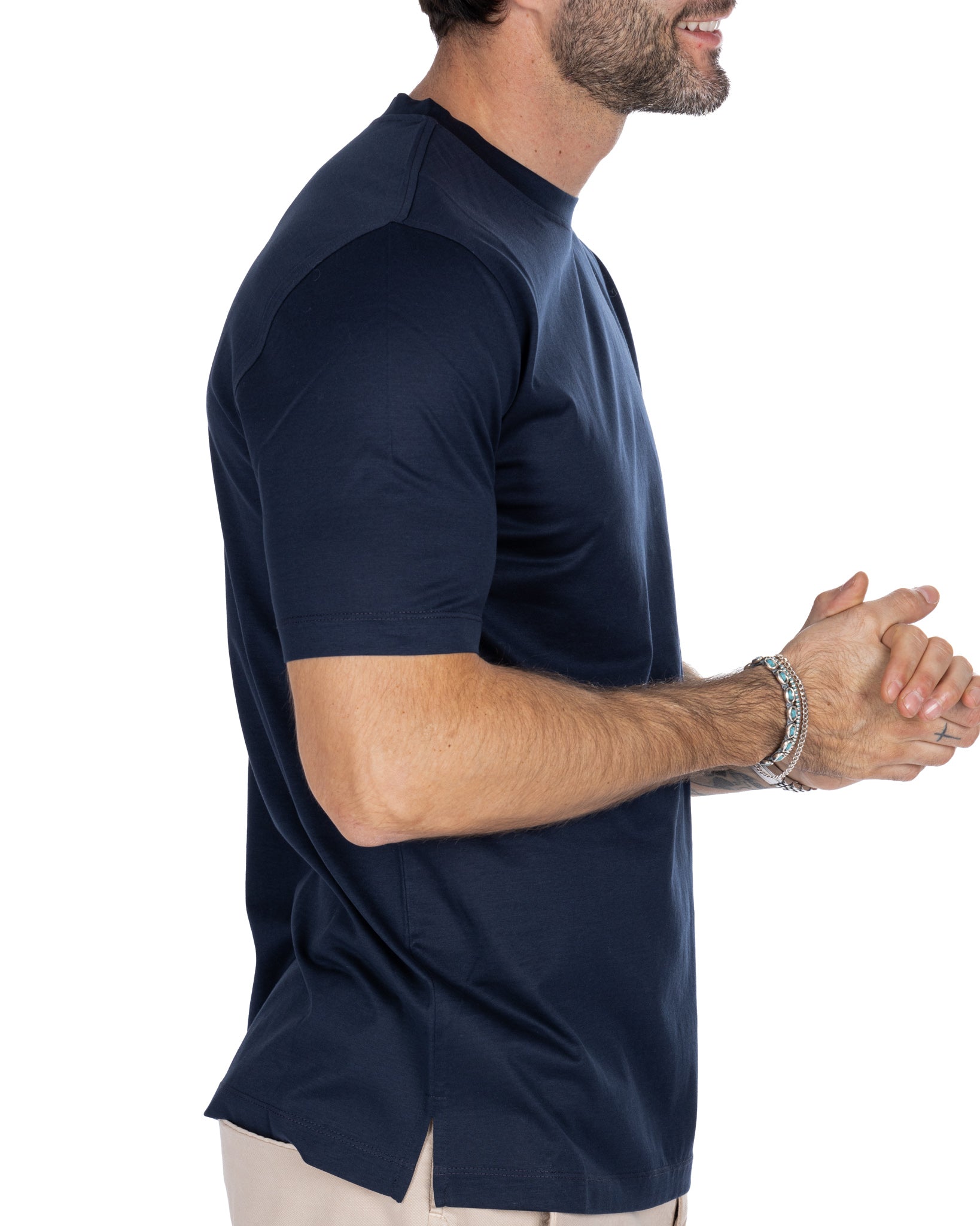 Stirling - t-shirt blu in filo di scozia