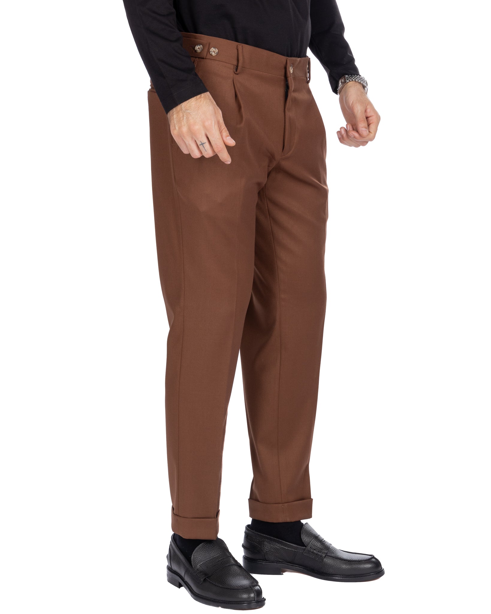 Fasano - tobacco pleated trousers