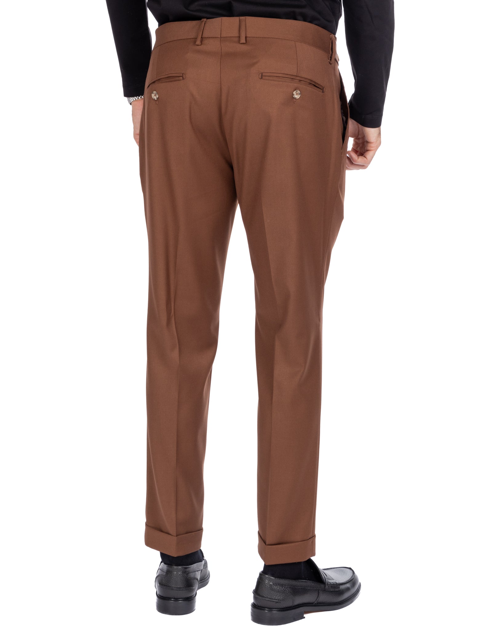 Fasano - tobacco pleated trousers