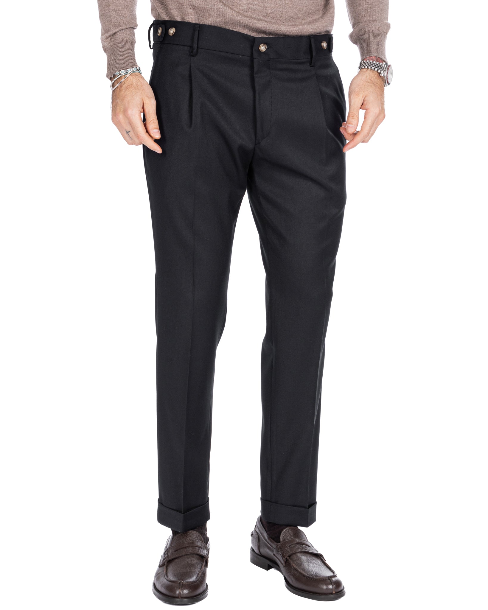 Fasano - black pleated trousers