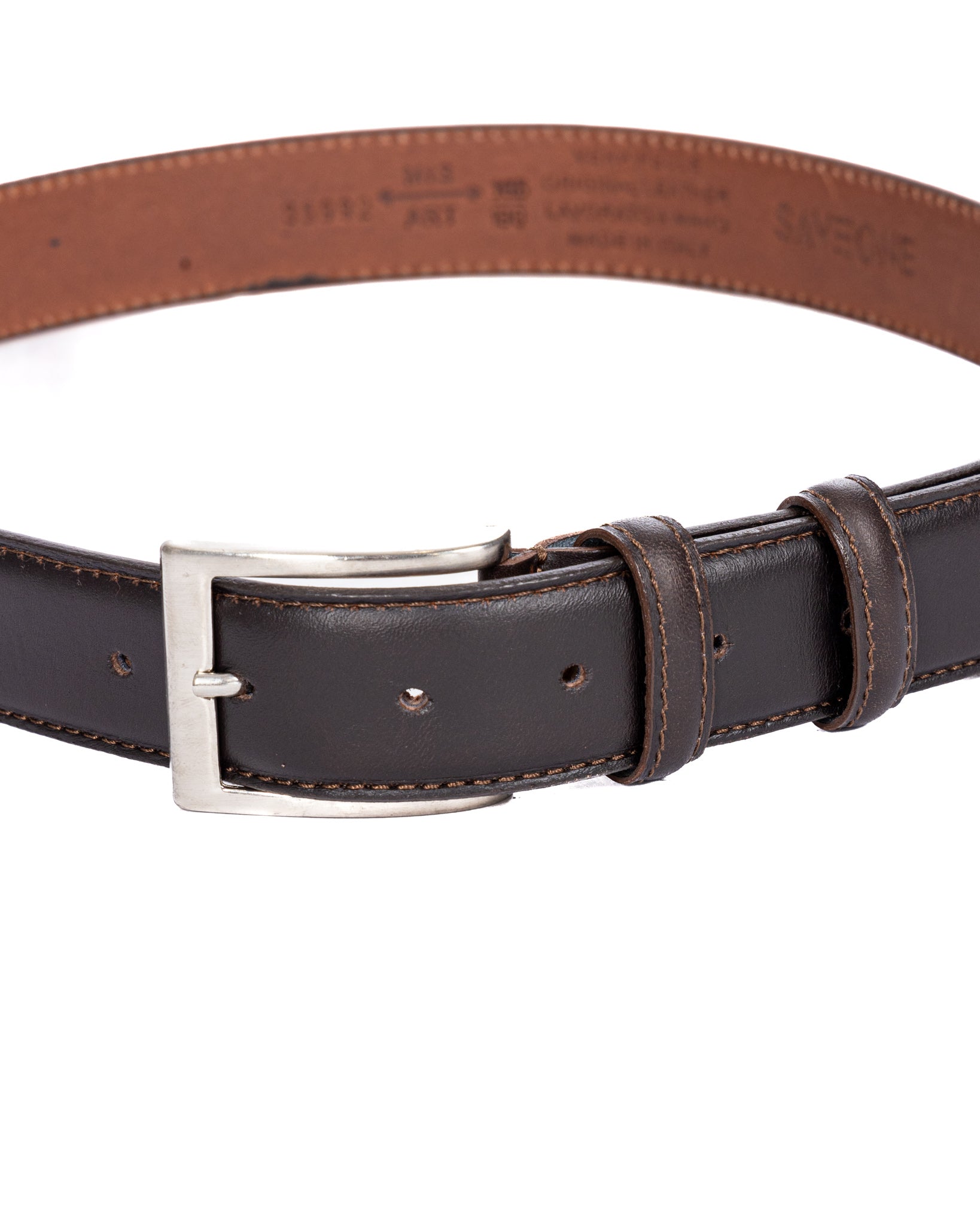 Barga - dark brown matte leather belt