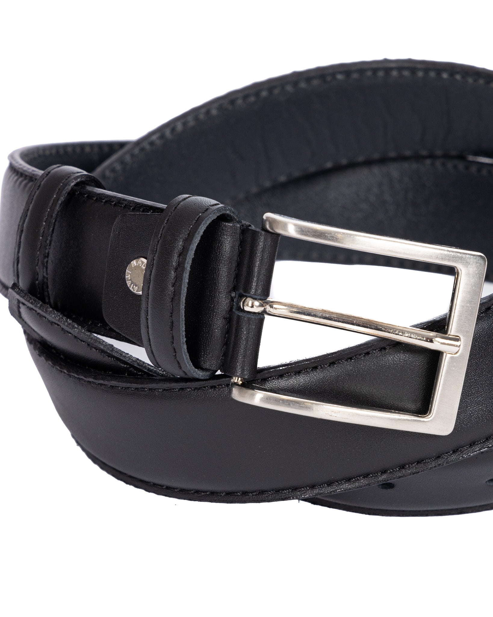 Barga - black matte leather belt