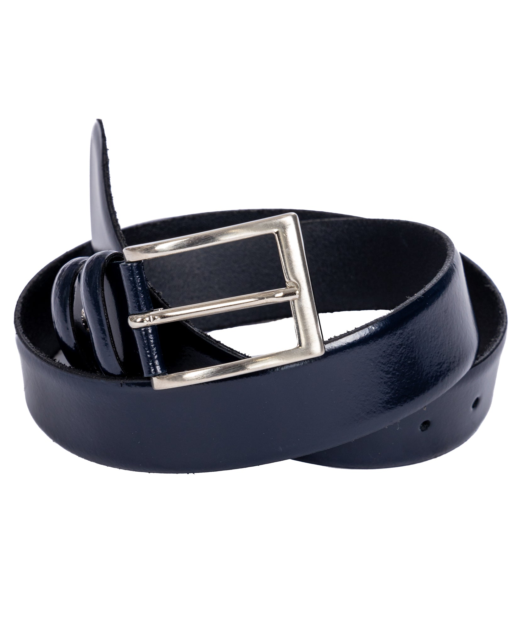 Anghiari - blue semi-gloss leather belt