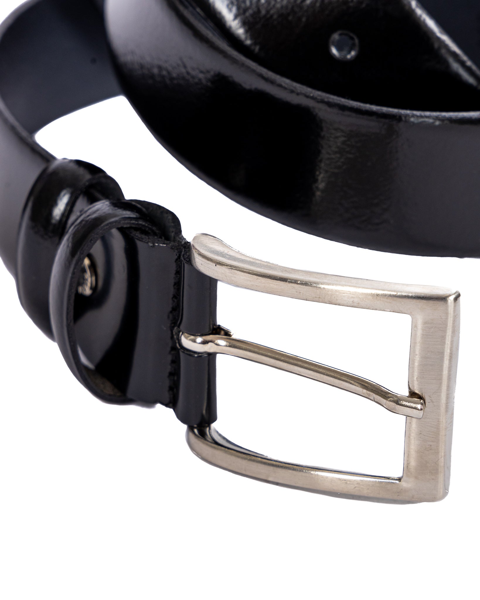 Anghiari - black semi-gloss leather belt