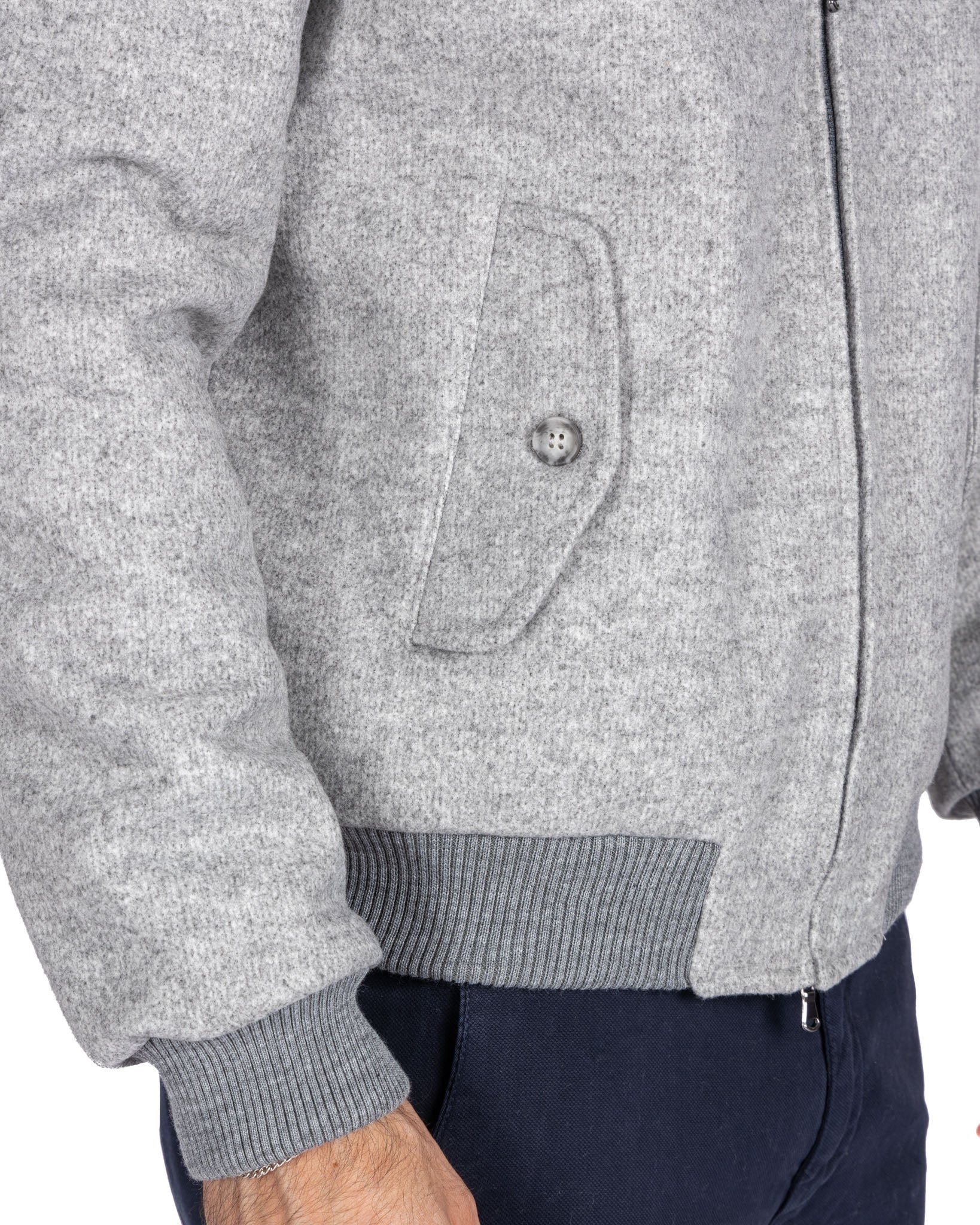 Ivo - bomber con zip in panno grigio