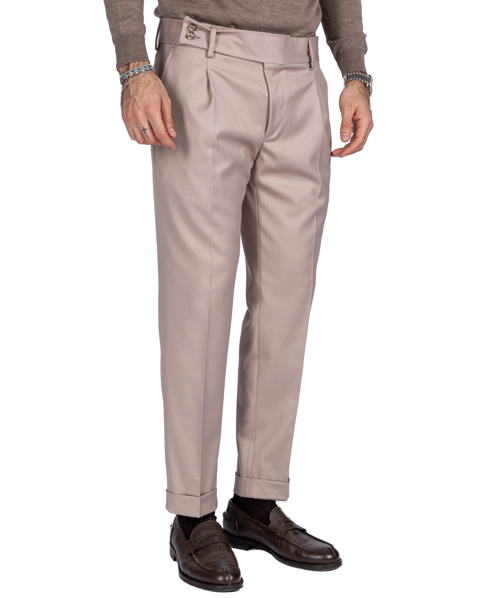 Lucca - pantalon taille haute beige