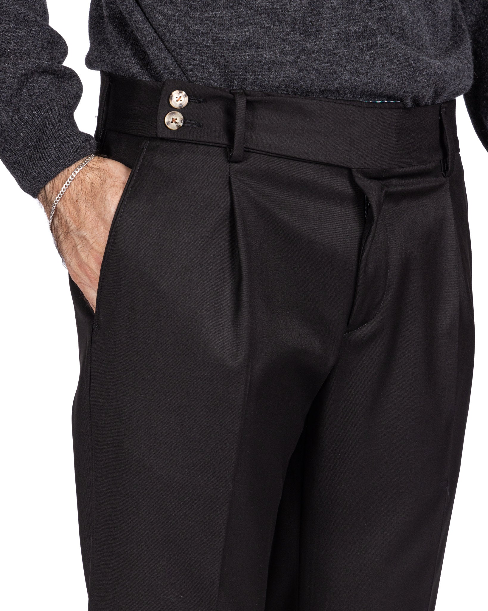 Lucca - black high-waisted trousers