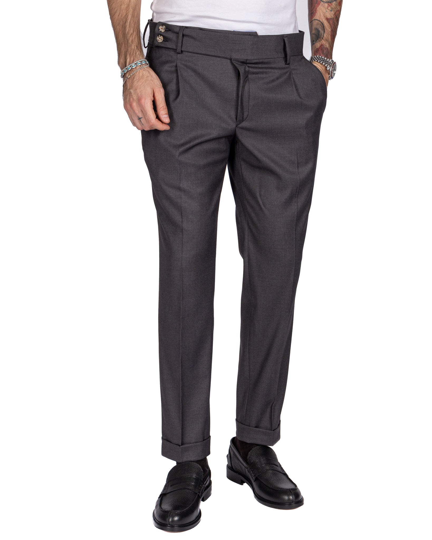 Lucca - pantalon taille haute gris