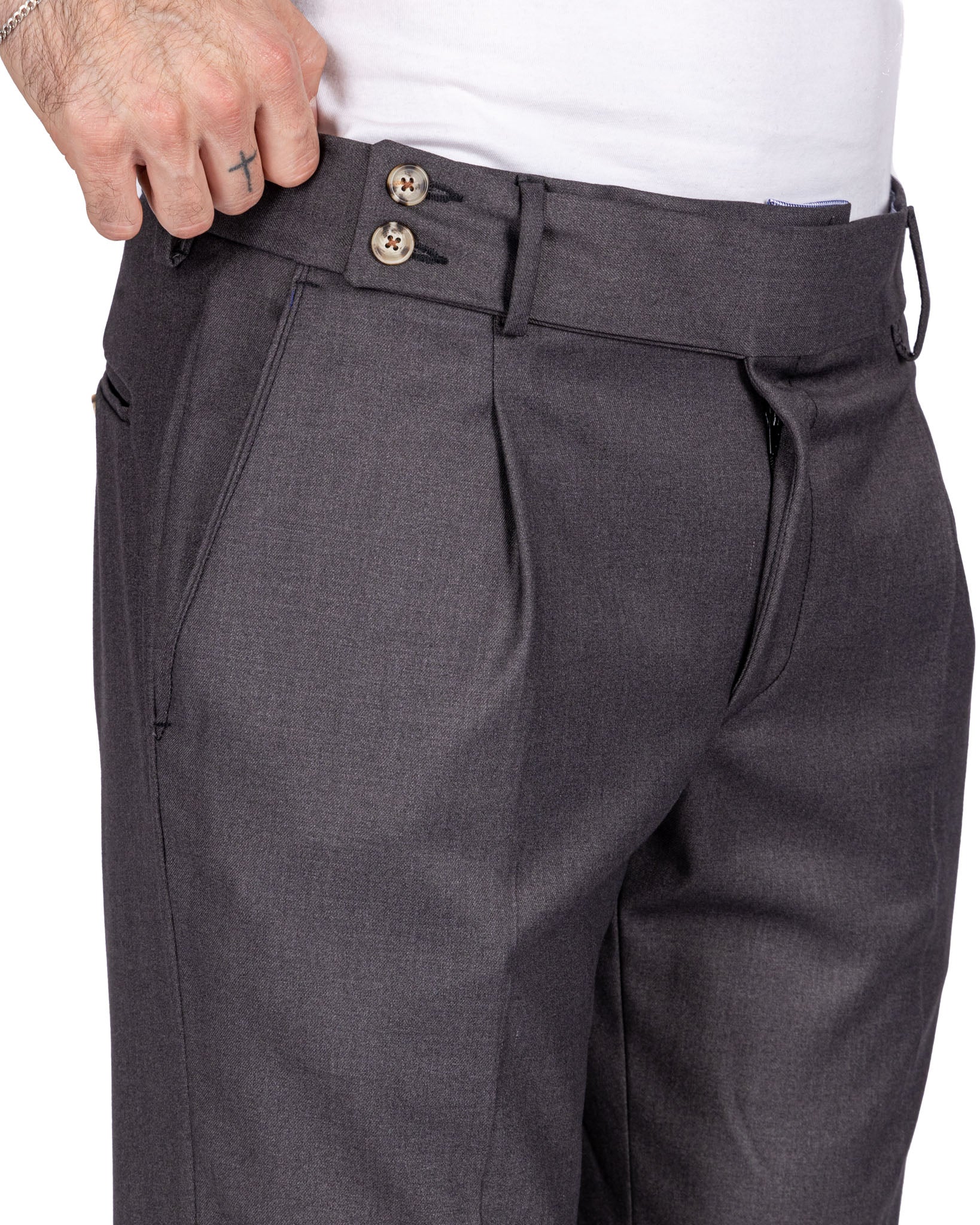 Lucca - pantalon taille haute gris