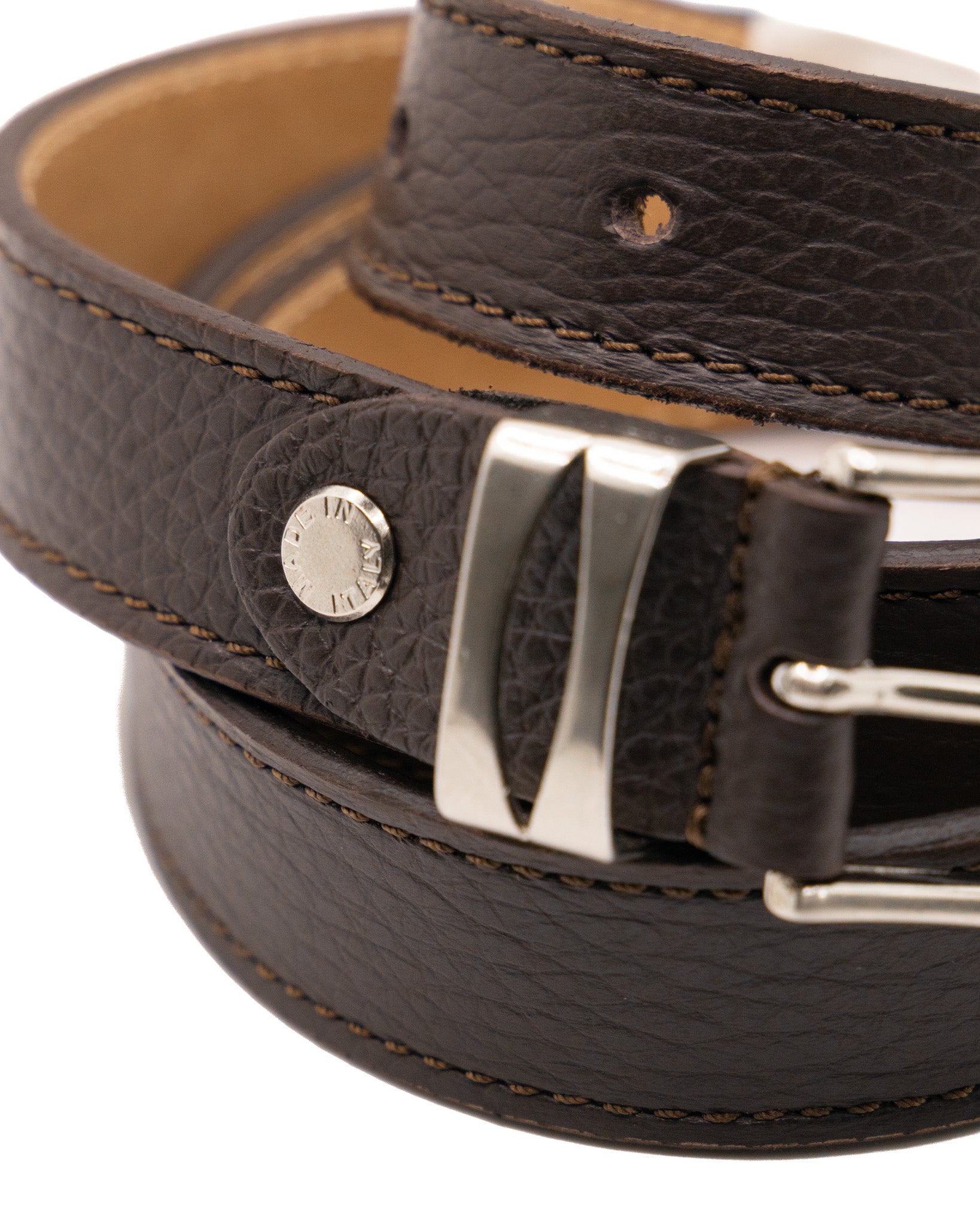 Siena - dark brown hammered leather belt