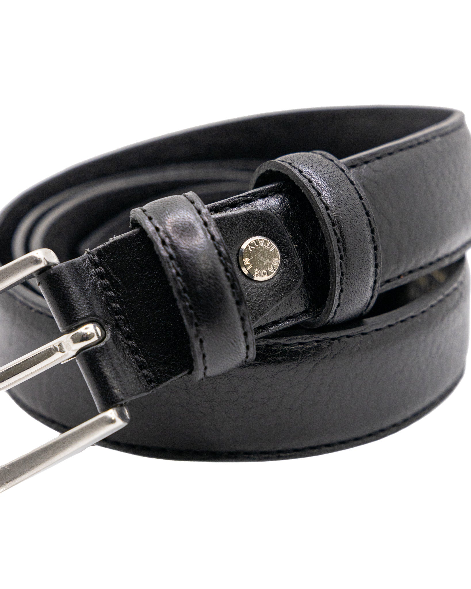 Empoli - black hammered leather belt