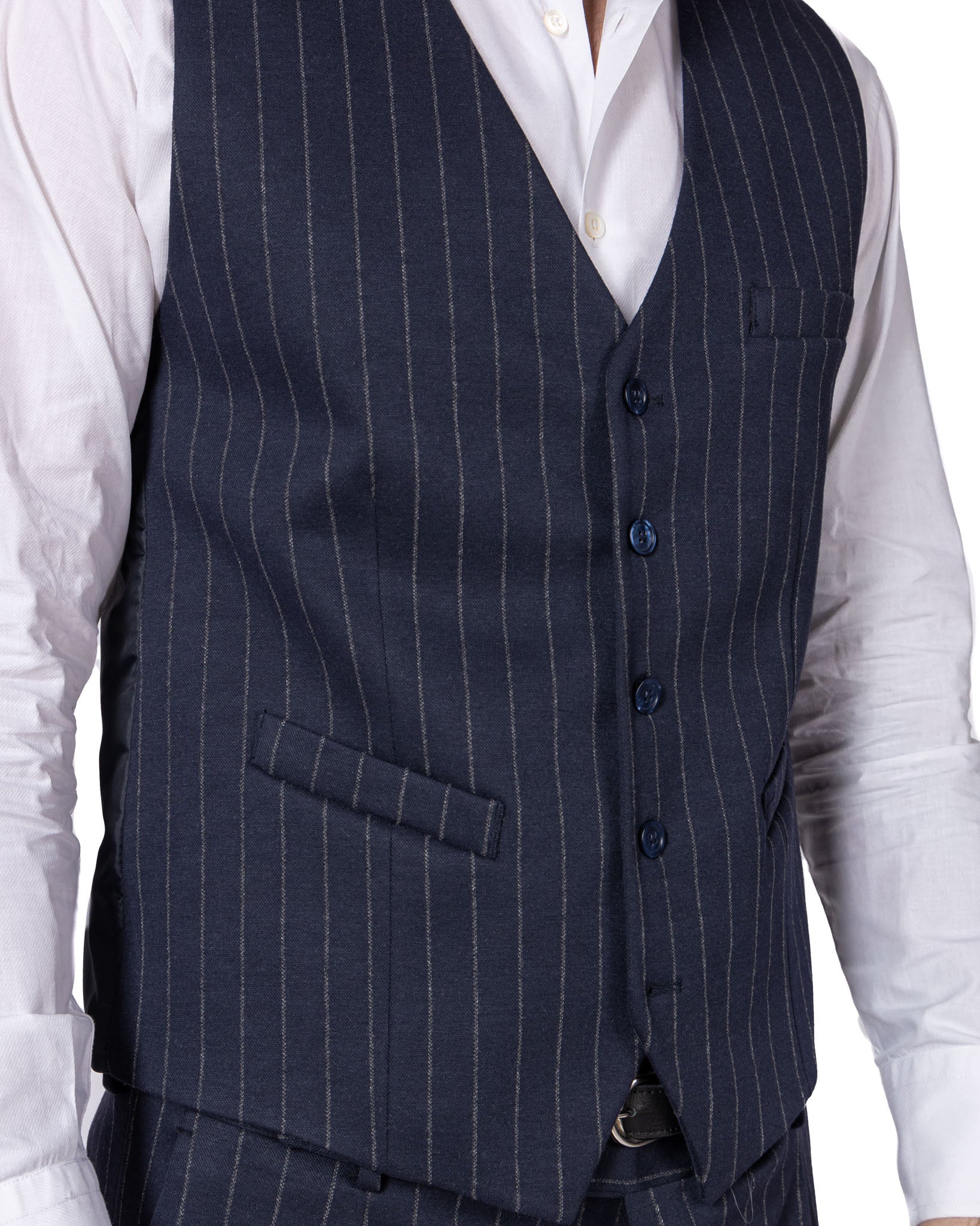 Renon - single-breasted blue pinstriped waistcoat