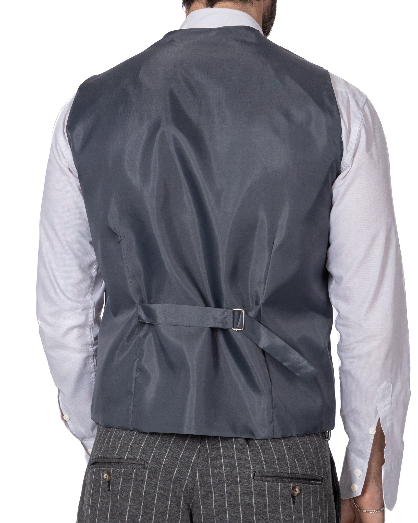 Renon - gilet monopetto gessato grigio