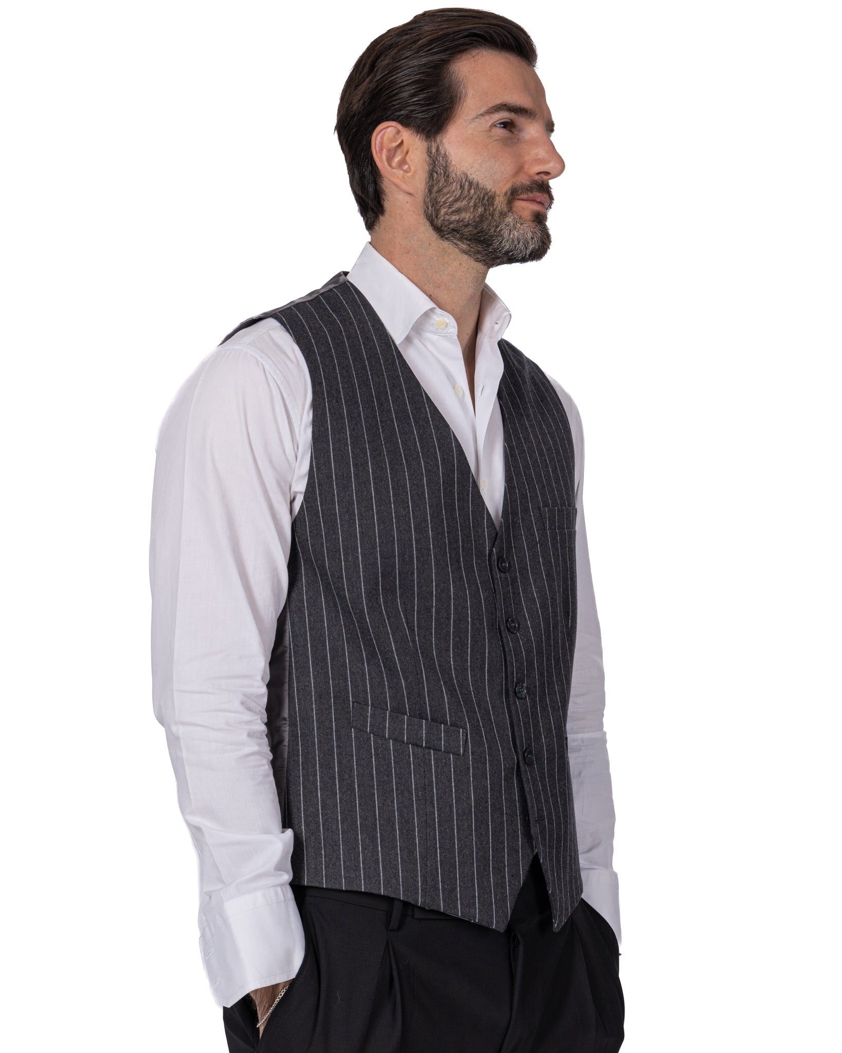 Racines - gilet monopetto quadro antracite