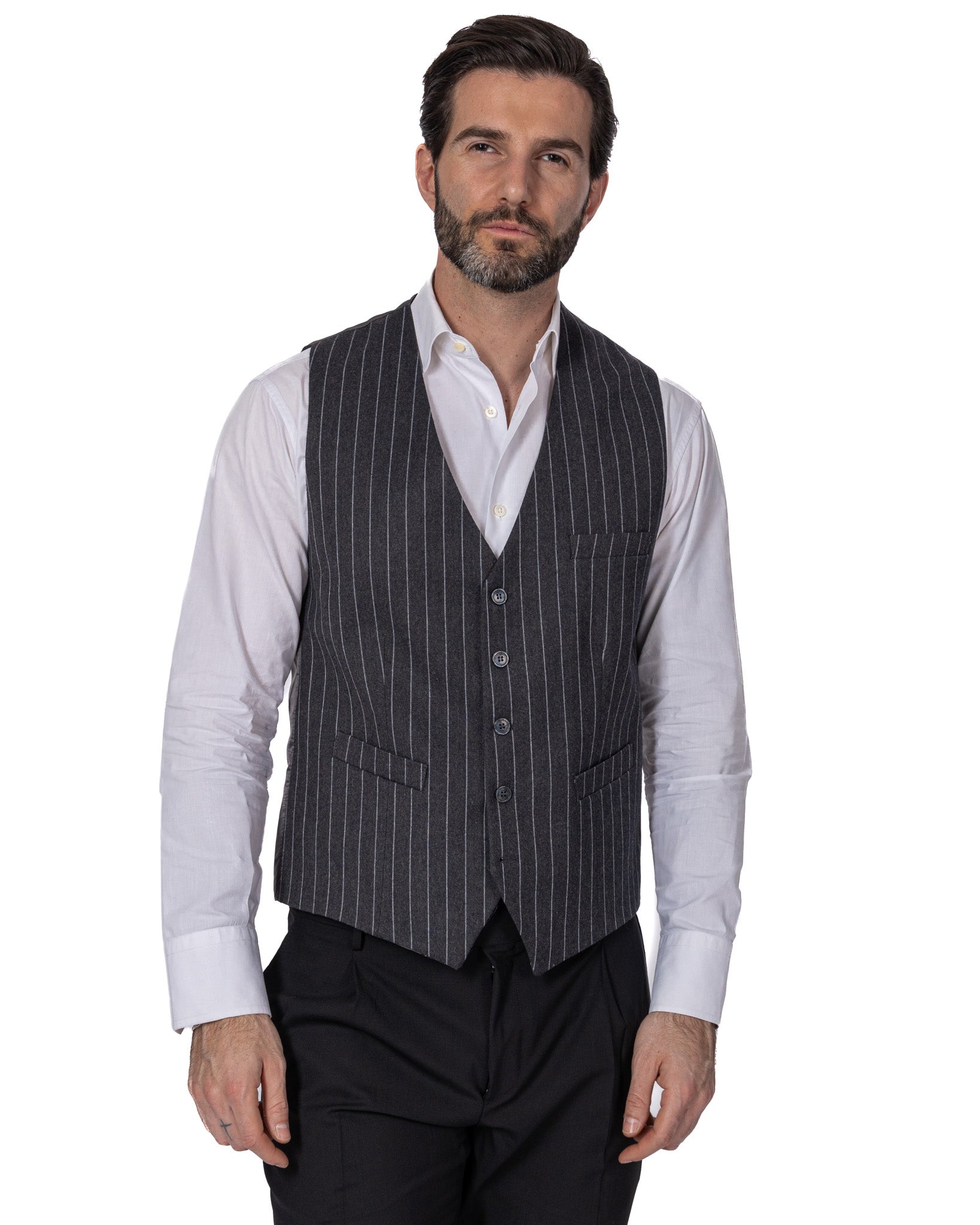 Racines - anthracite square single-breasted waistcoat