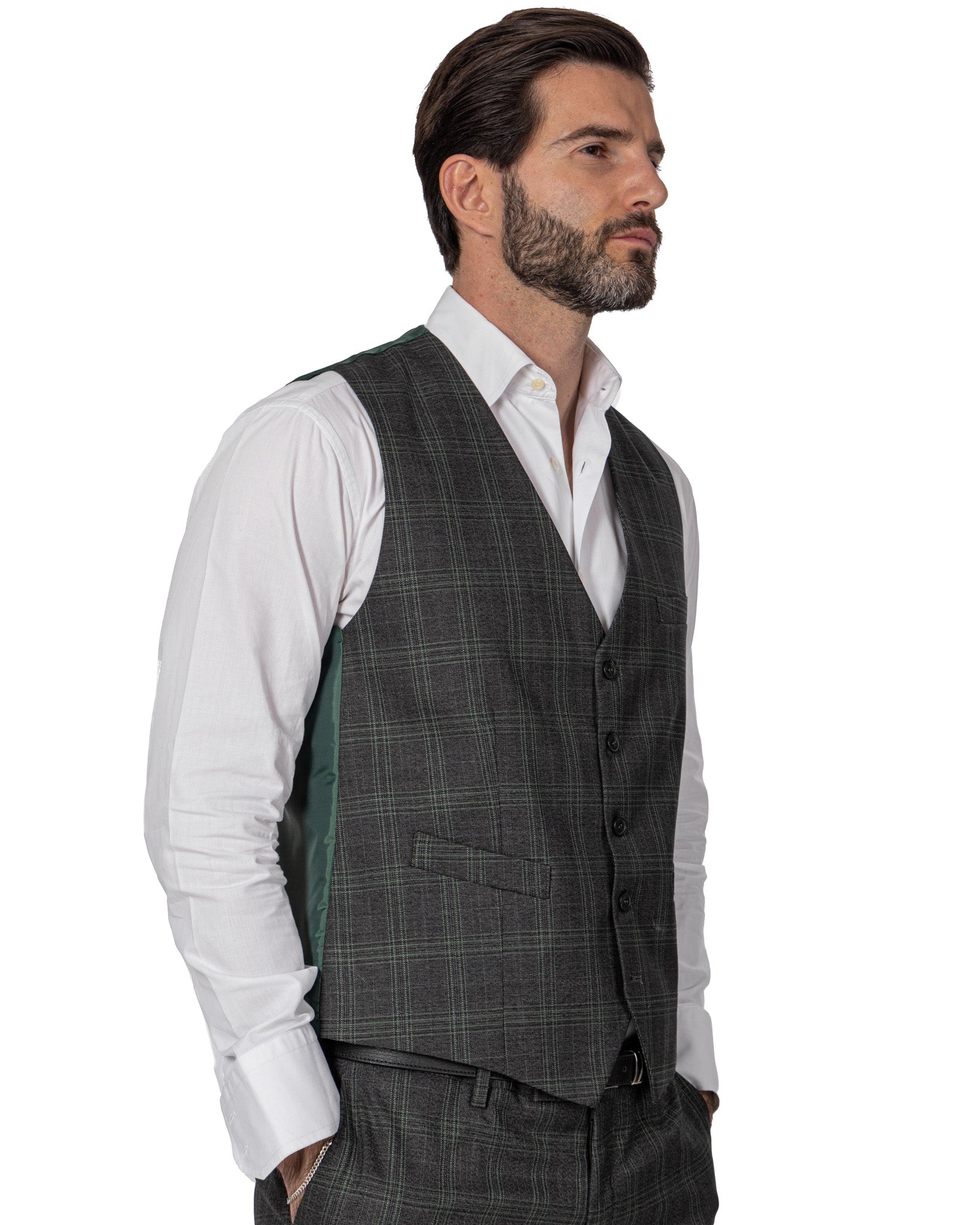 Senales - gilet monopetto quadro verde