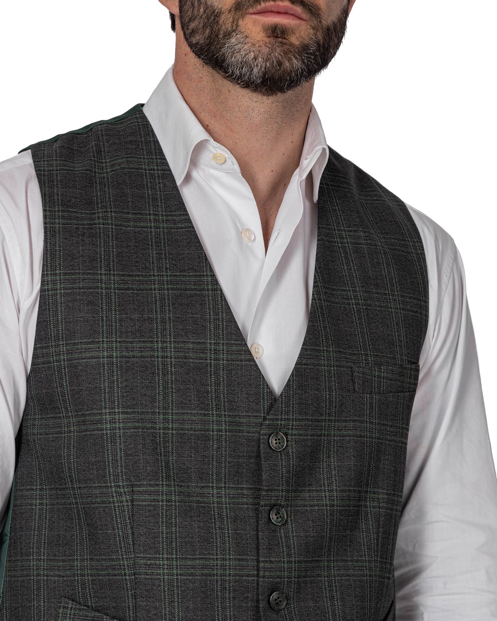 Senales - gilet monopetto quadro verde