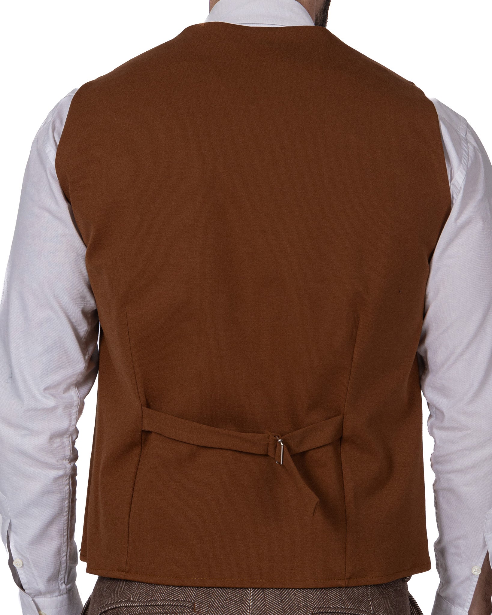 Laives - dark brown herringbone single-breasted waistcoat