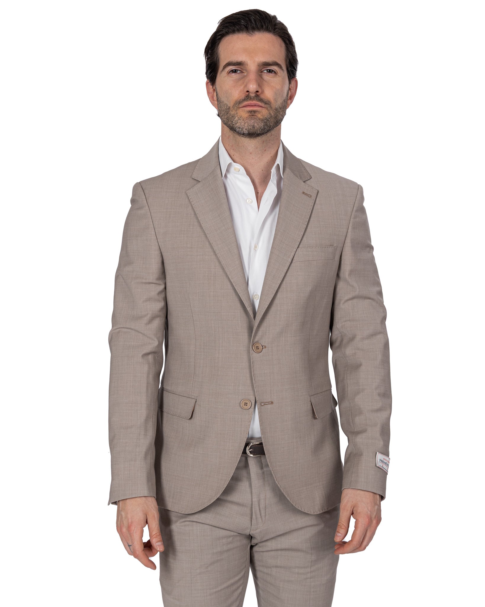 New York - Beige Single Breasted Wool Suit