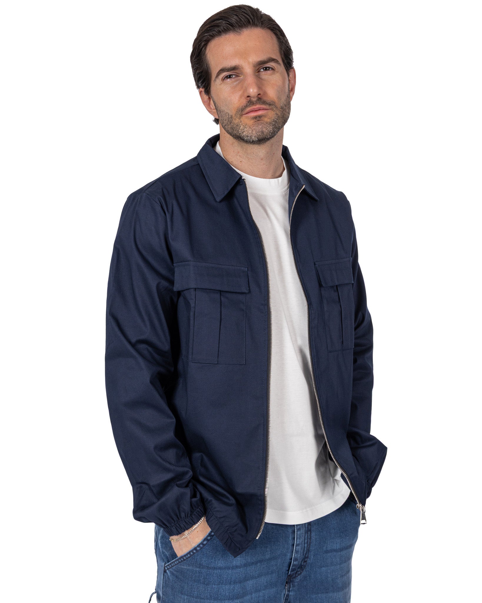 Wayne - Giacchetto con Zip Blu Navy