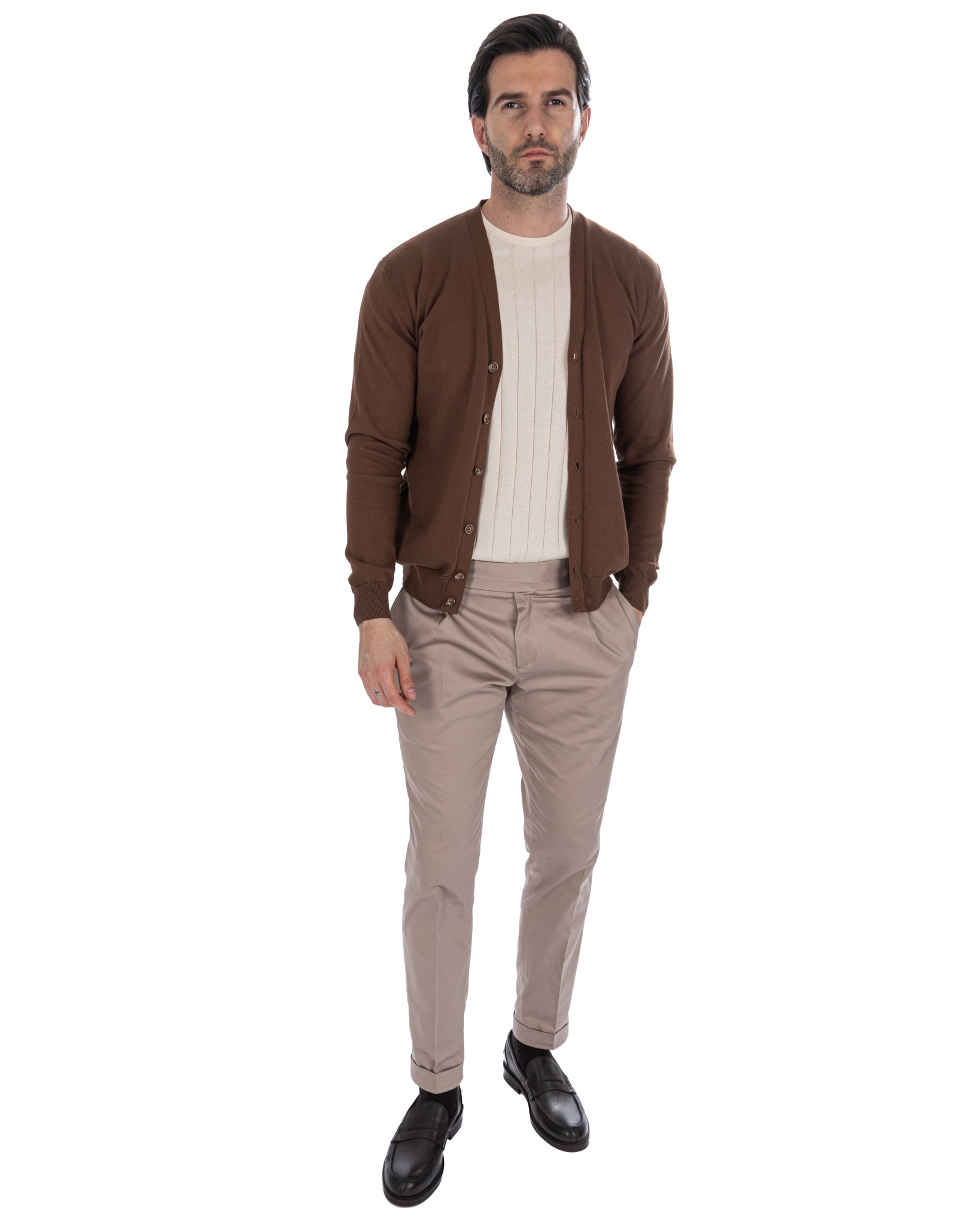 Alex - cardigan tabacco in cotone