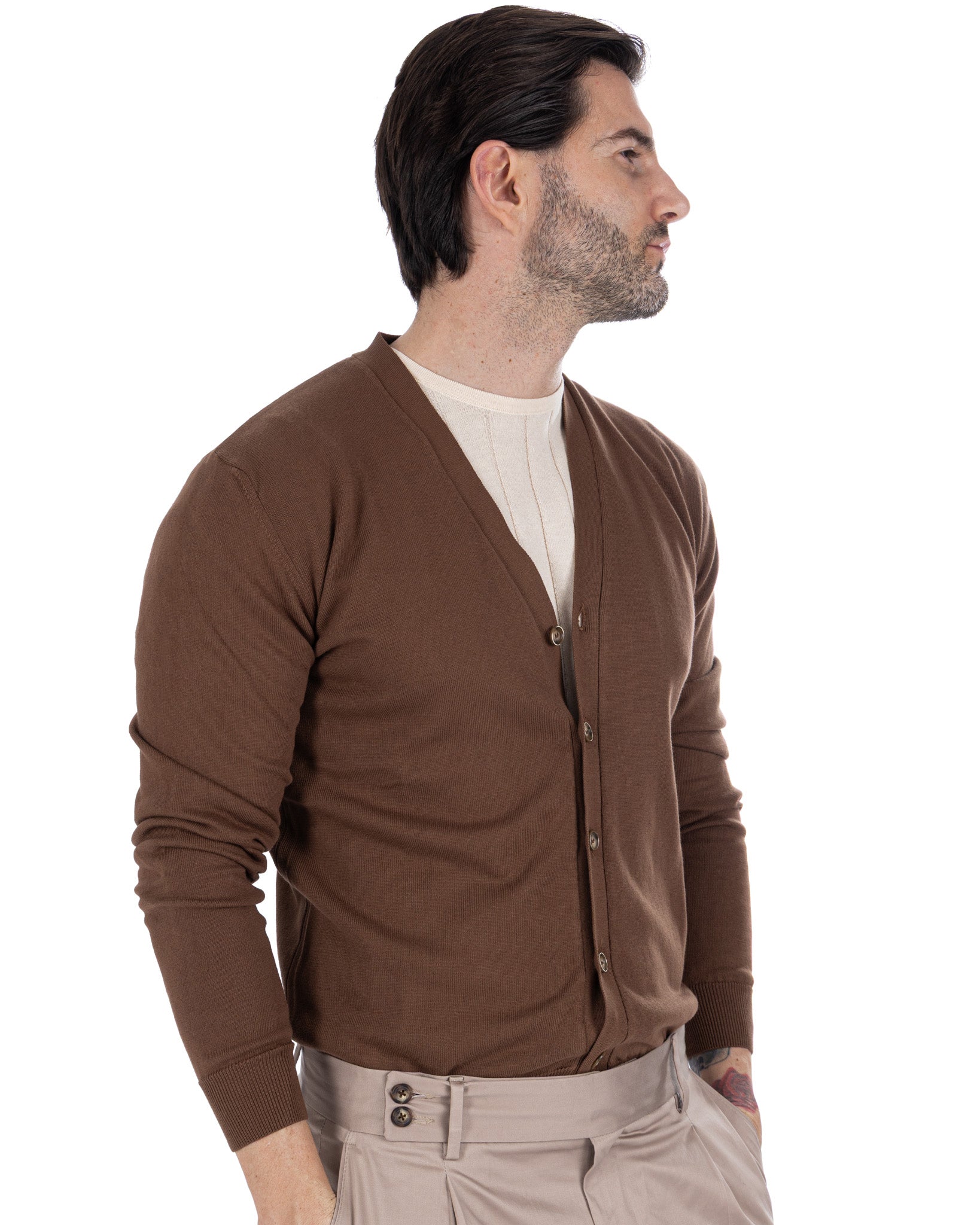 Alex - cardigan tabacco in cotone