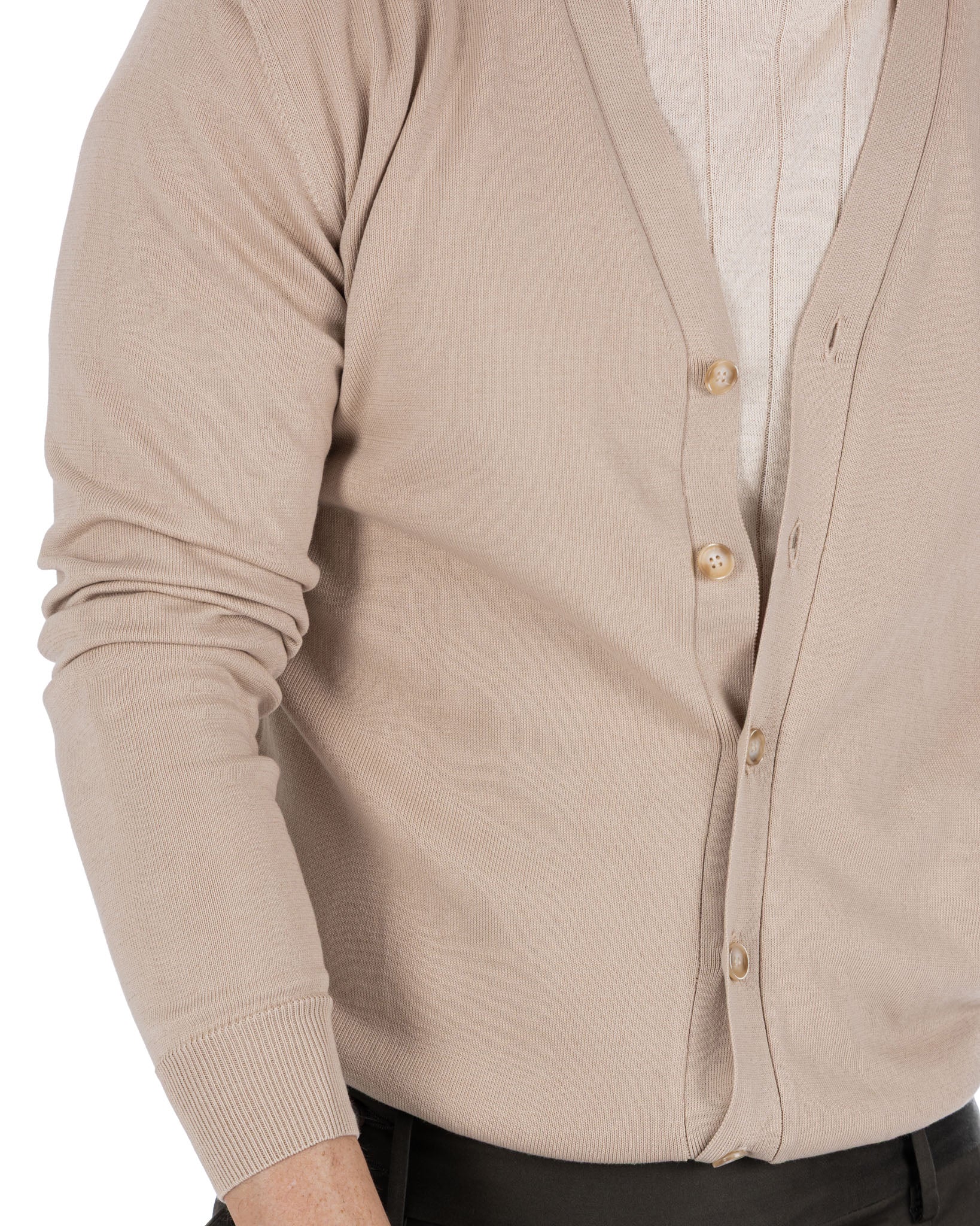 Alex - cardigan beige in cotone