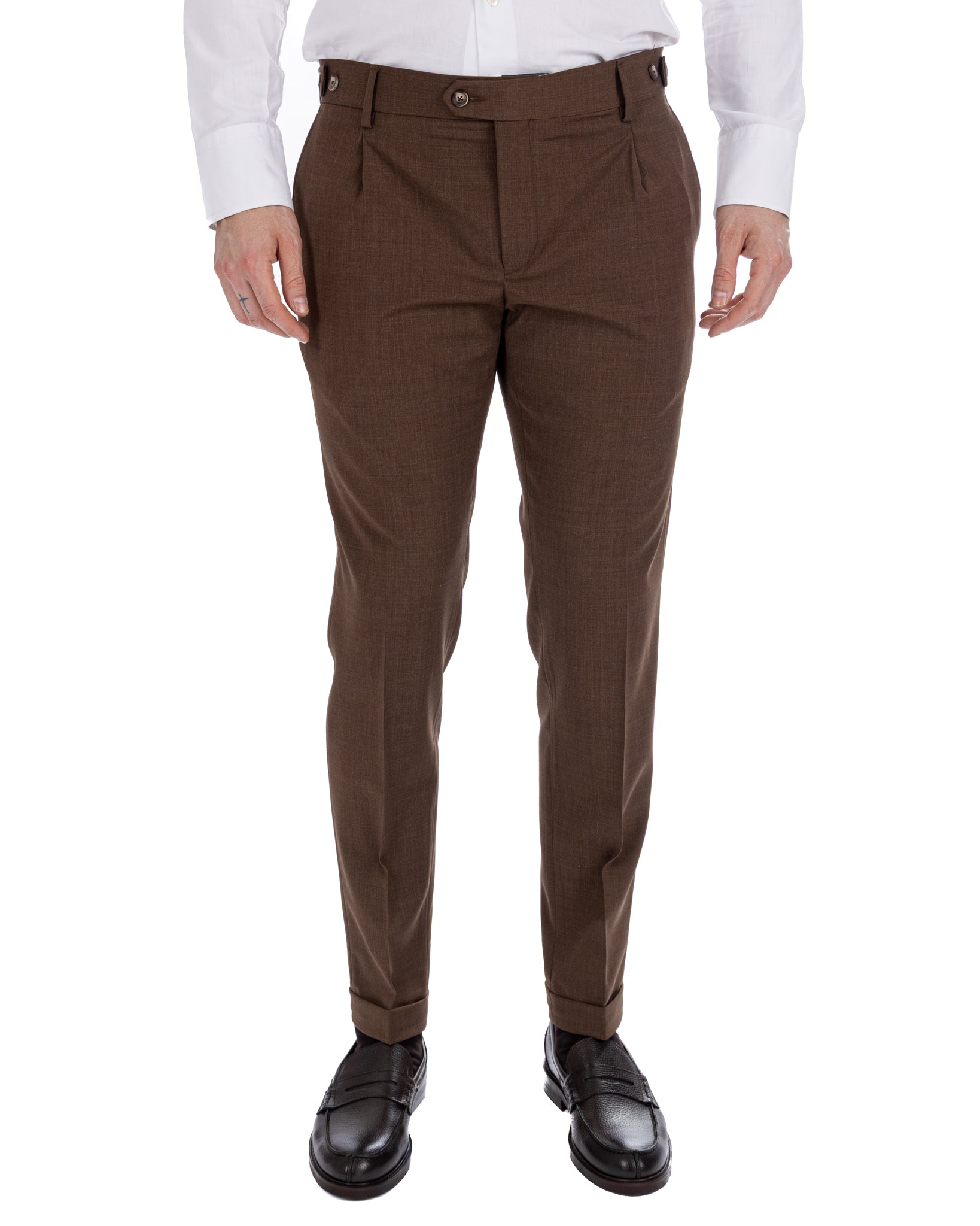 Victor - pantalone in misto lana moro