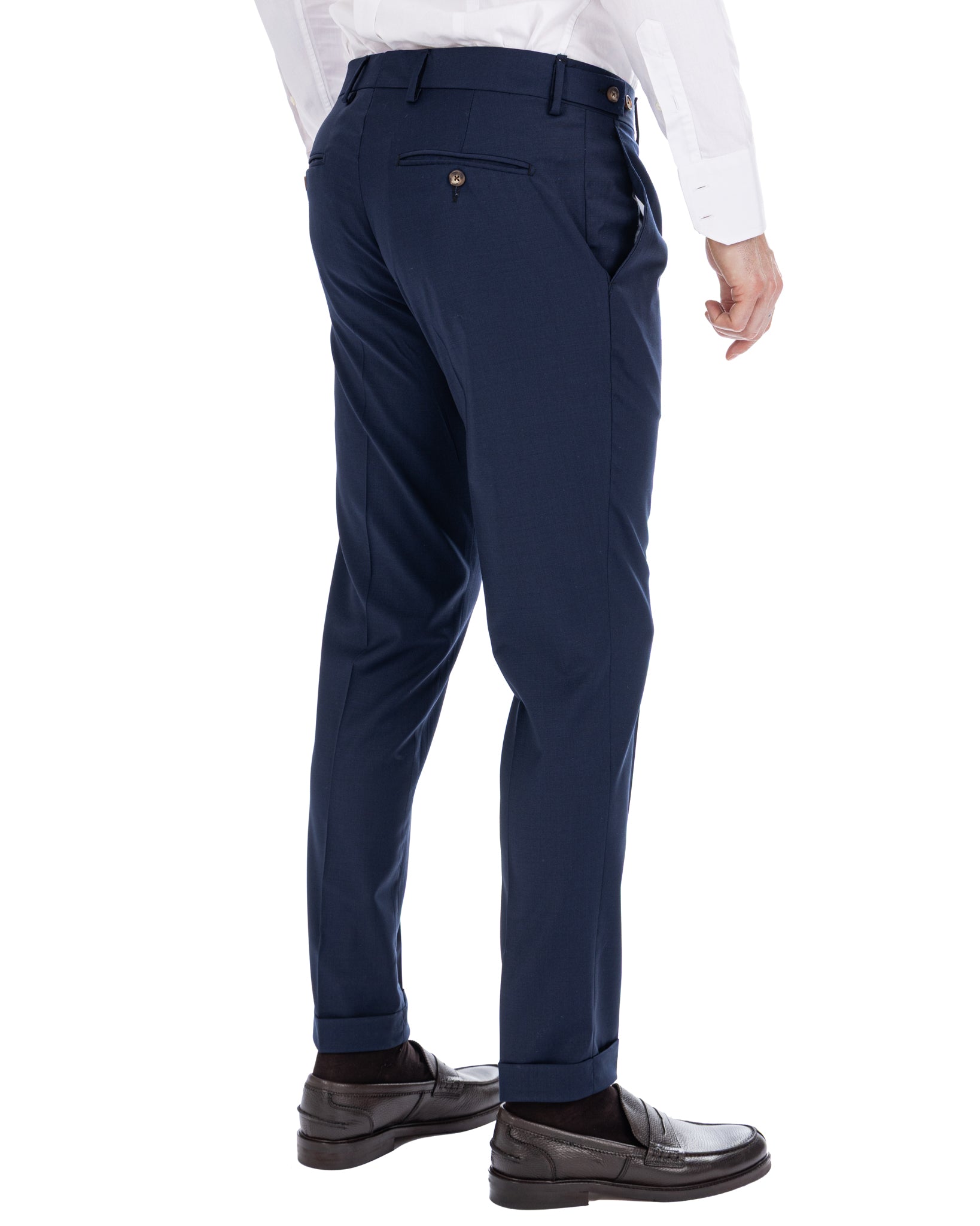 Victor - pantalone in misto lana blu