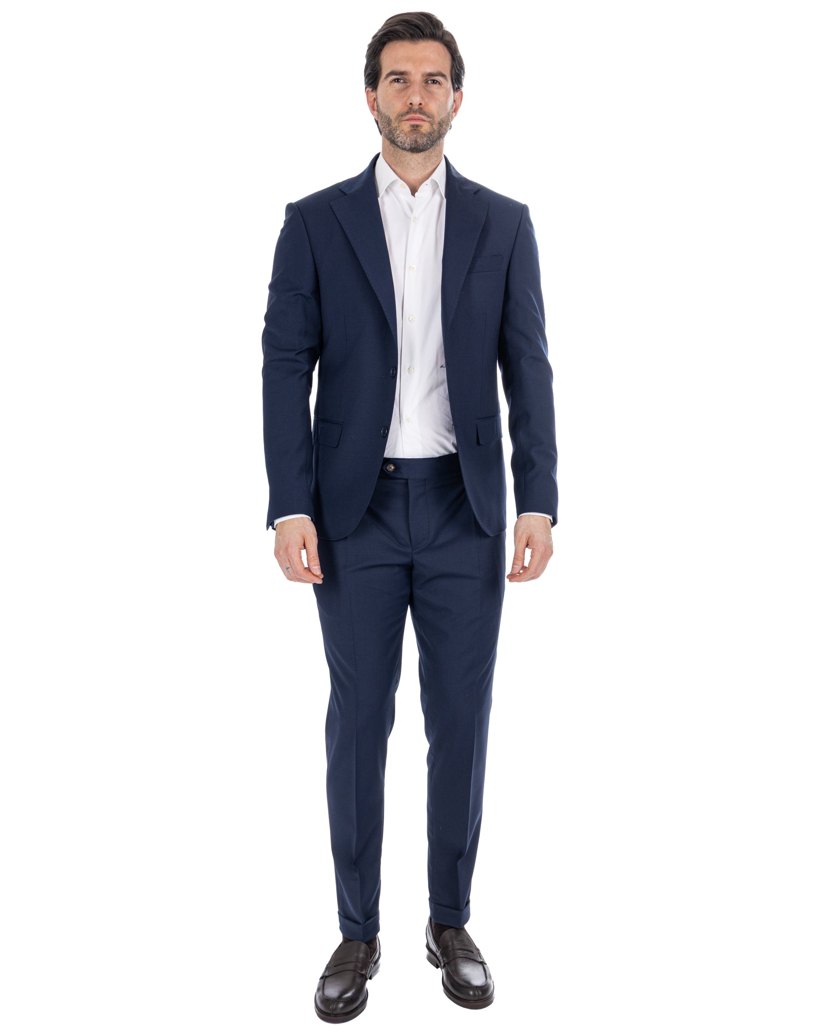 Victor - pantalone in misto lana blu