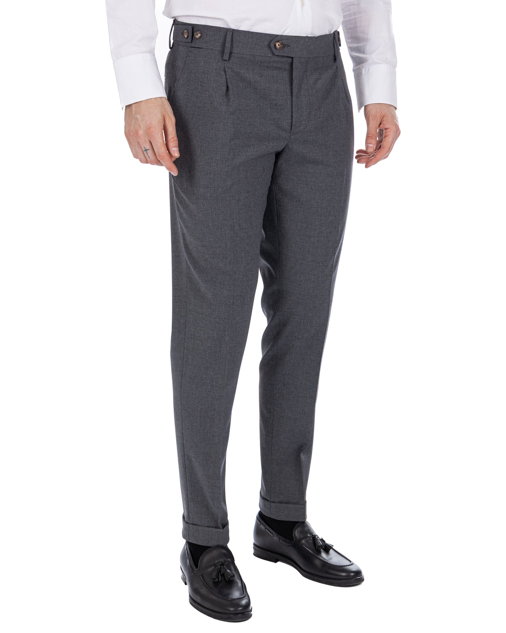 Victor - pantalone in misto lana antracite