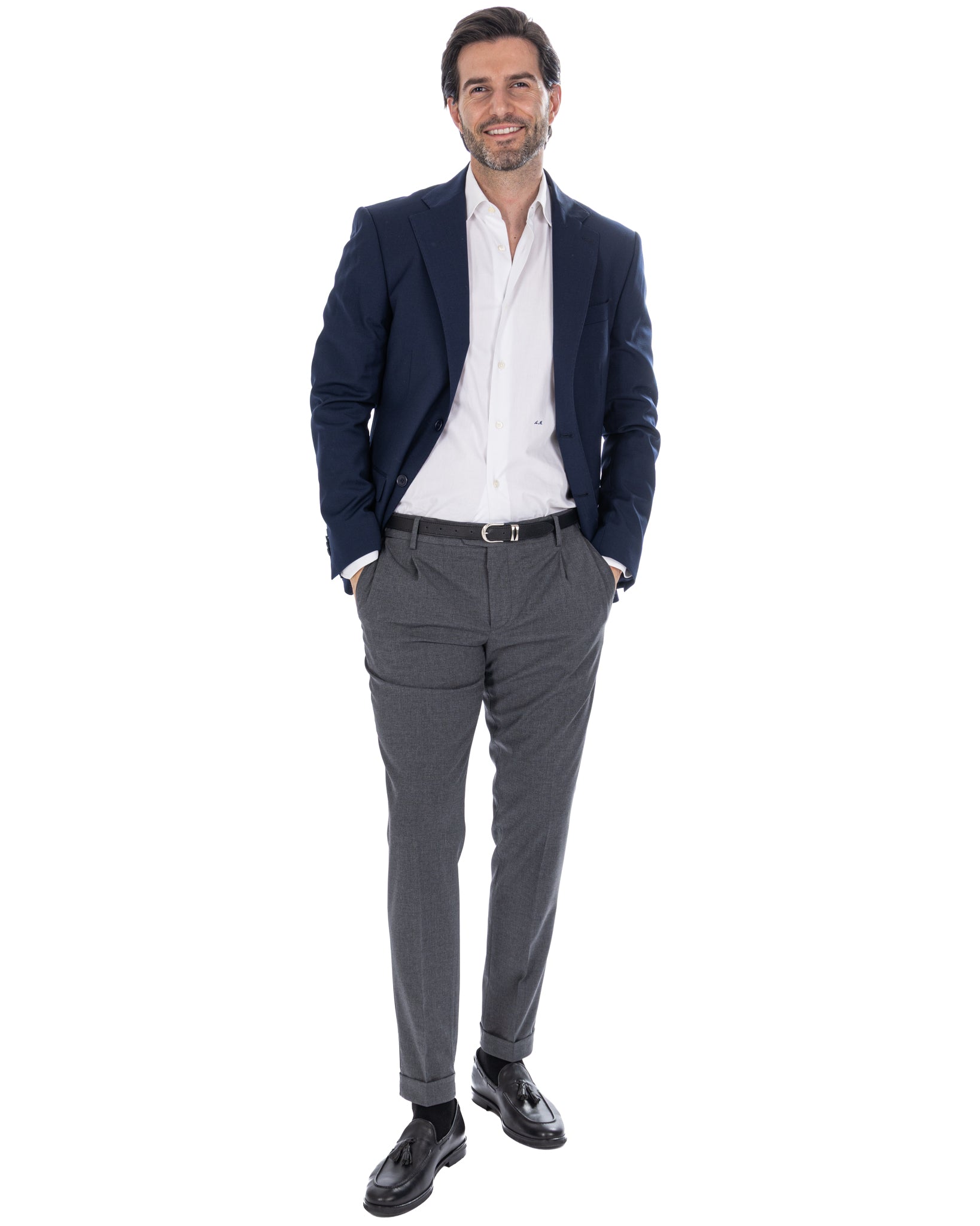 Victor - pantalone in misto lana antracite