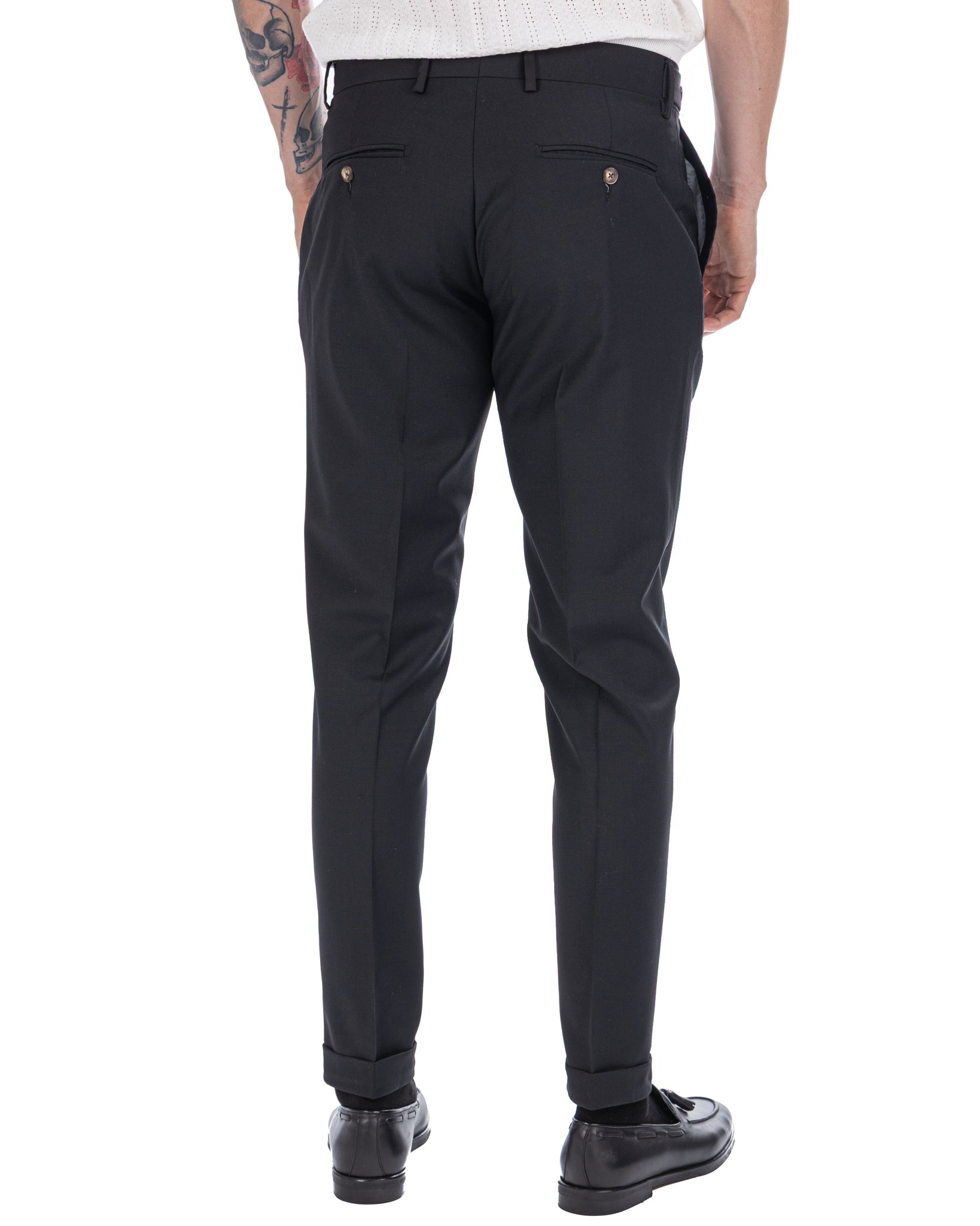 Victor - pantalone in misto lana nero