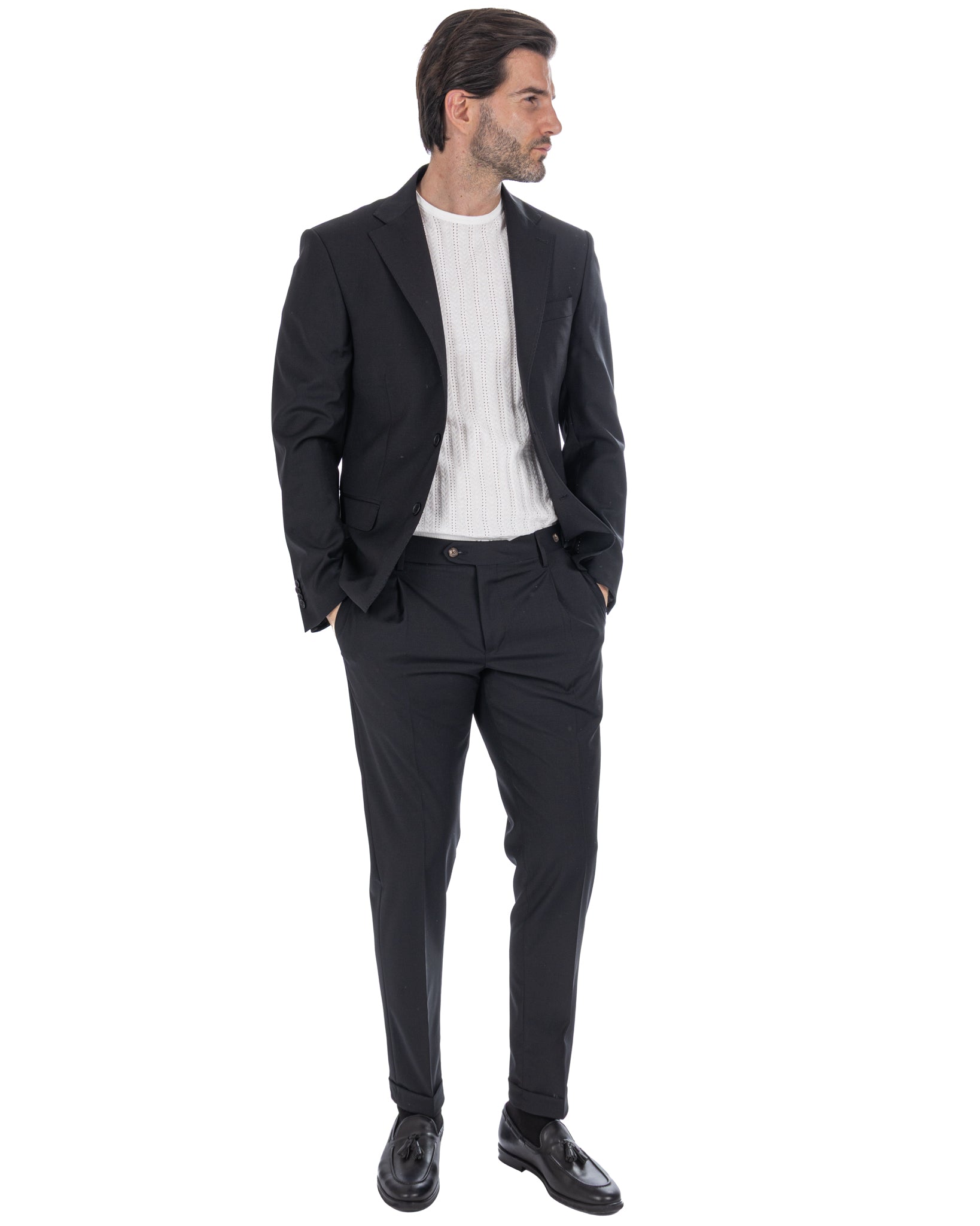 Victor - pantalone in misto lana nero