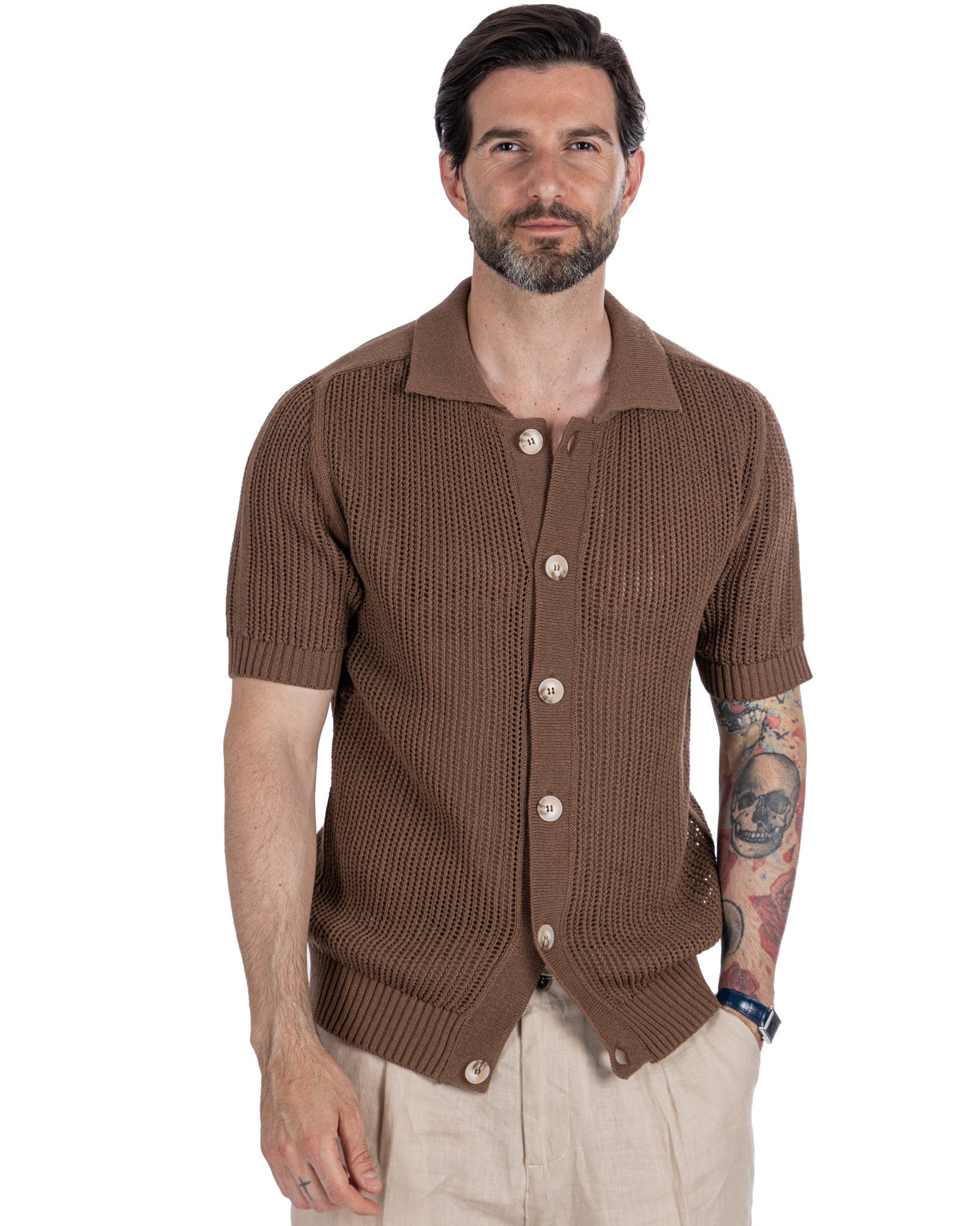 Culebrita - camicia traforata testa di moro