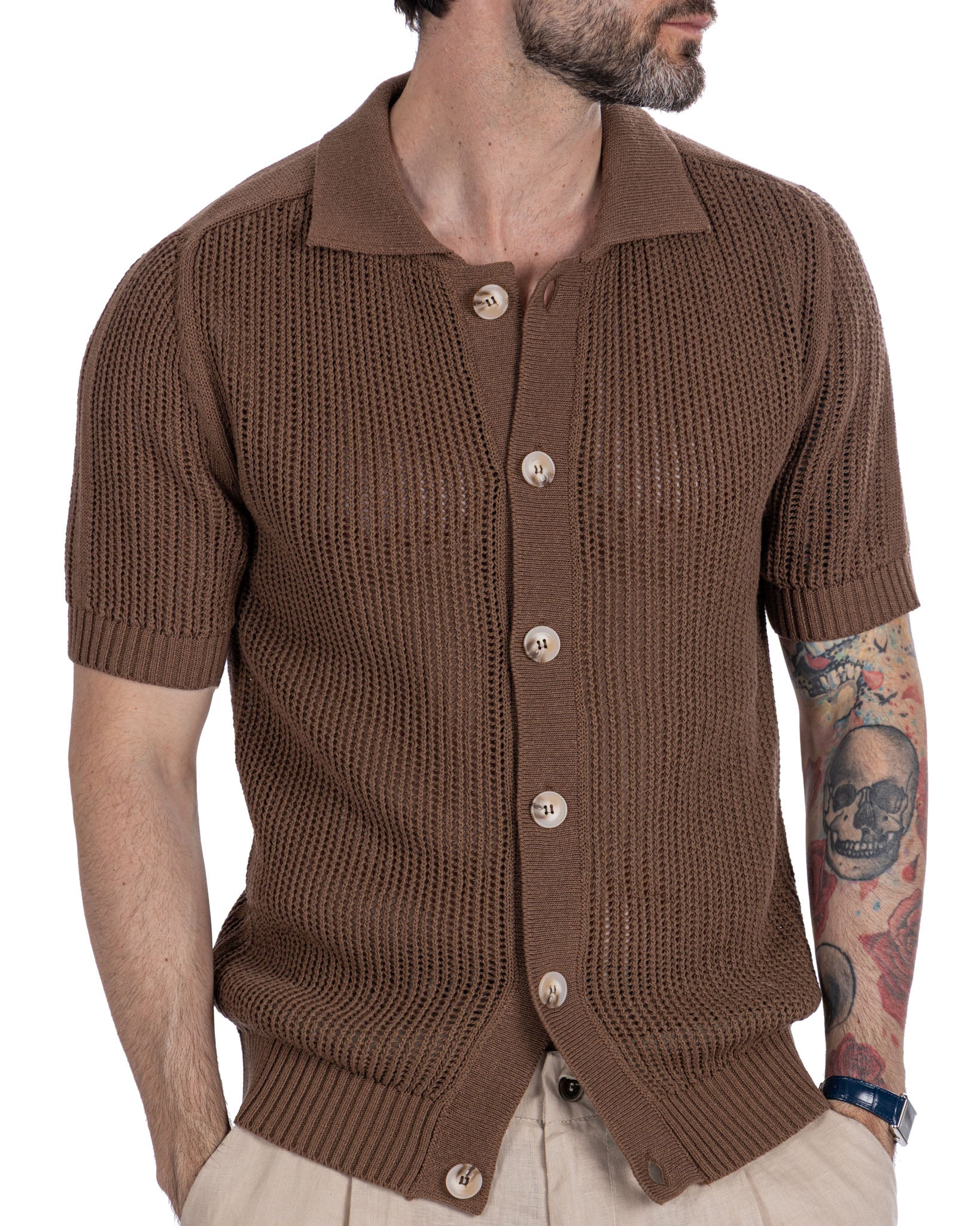 Culebrita - camicia traforata testa di moro