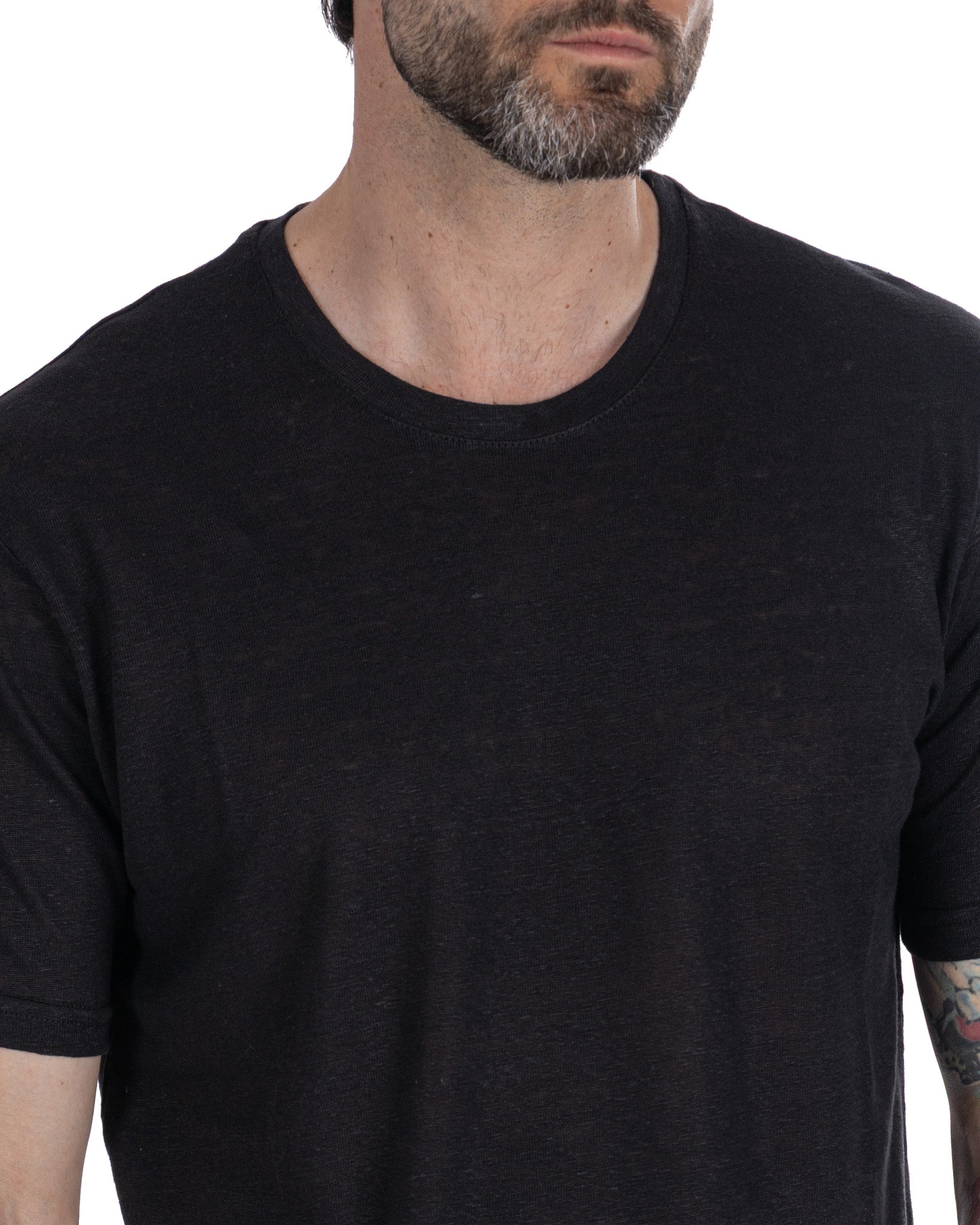 Felix - t-shirt oversize in lino nera