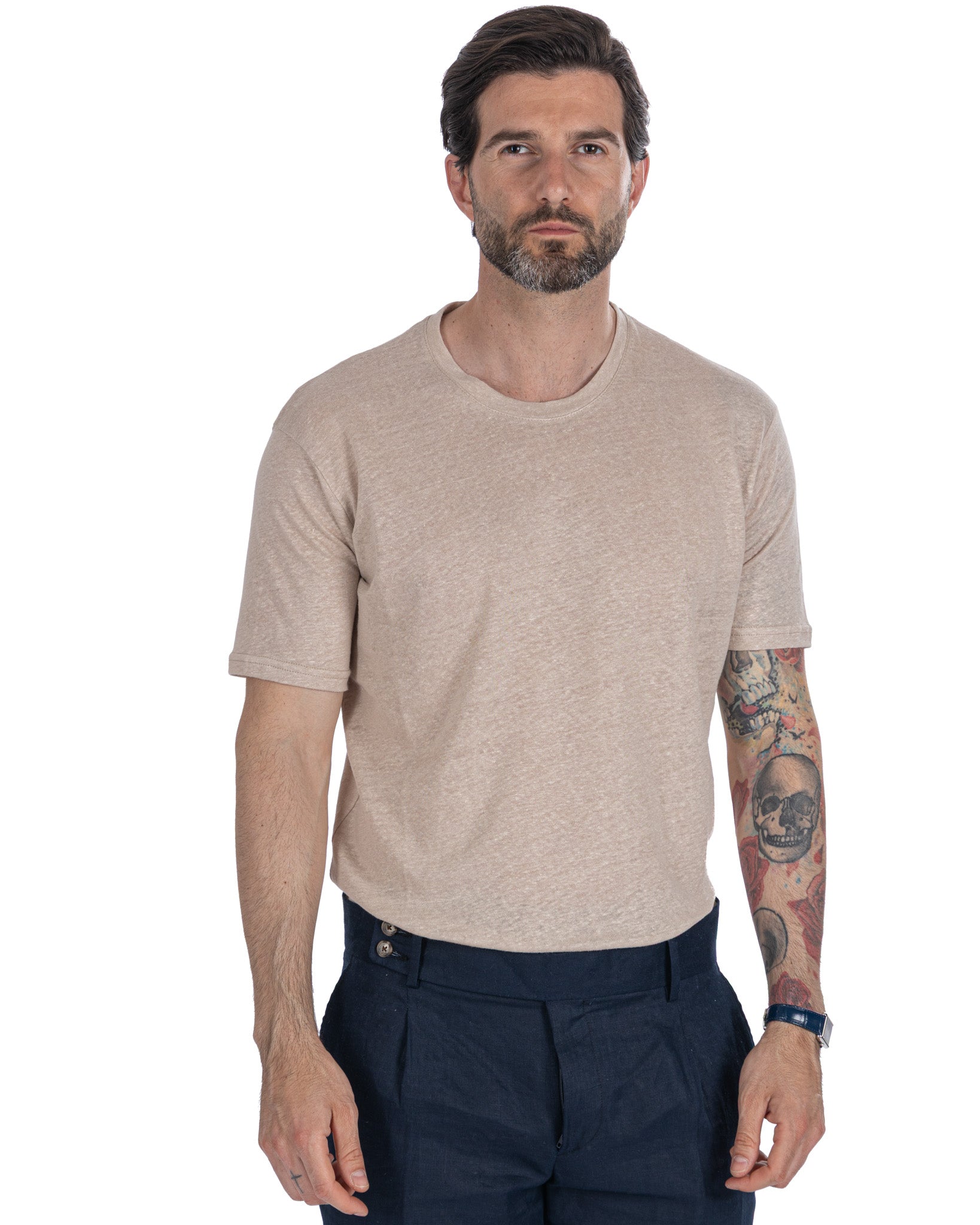 Felix - t-shirt oversize in lino beige