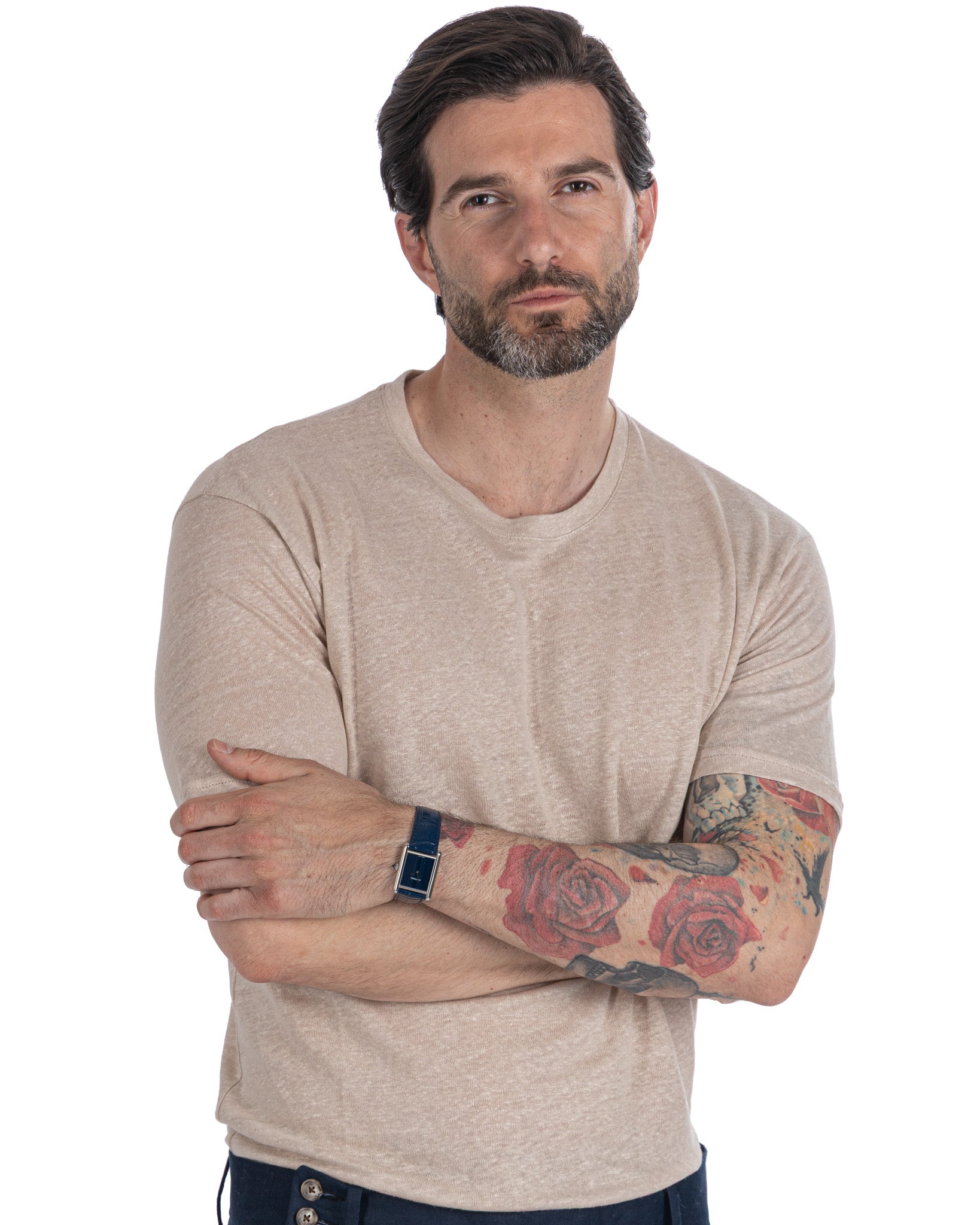 Felix - t-shirt oversize in lino beige