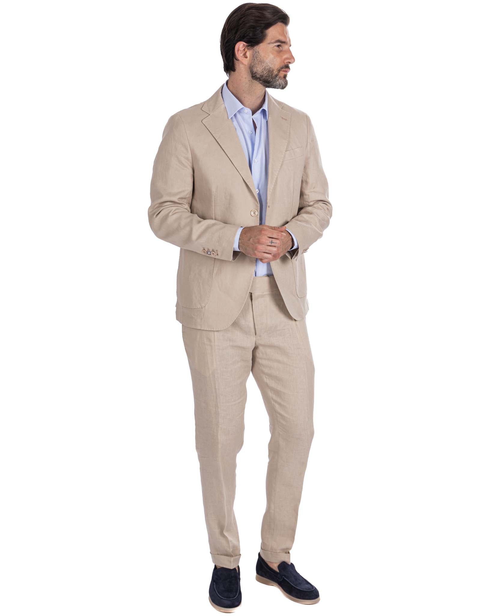 Pescaluse - high-waisted trousers in pure linen string