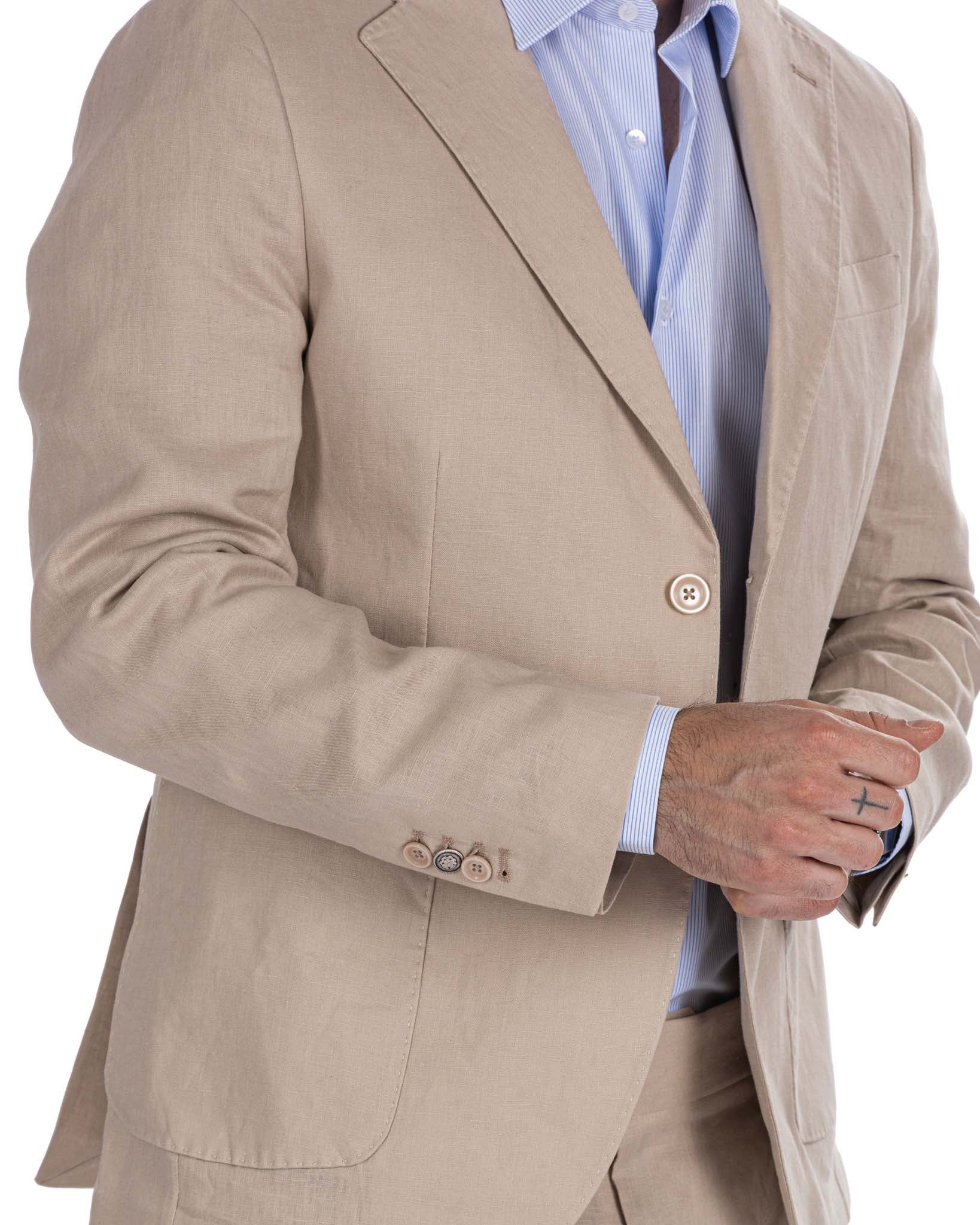 Narni - pure linen string single-breasted jacket
