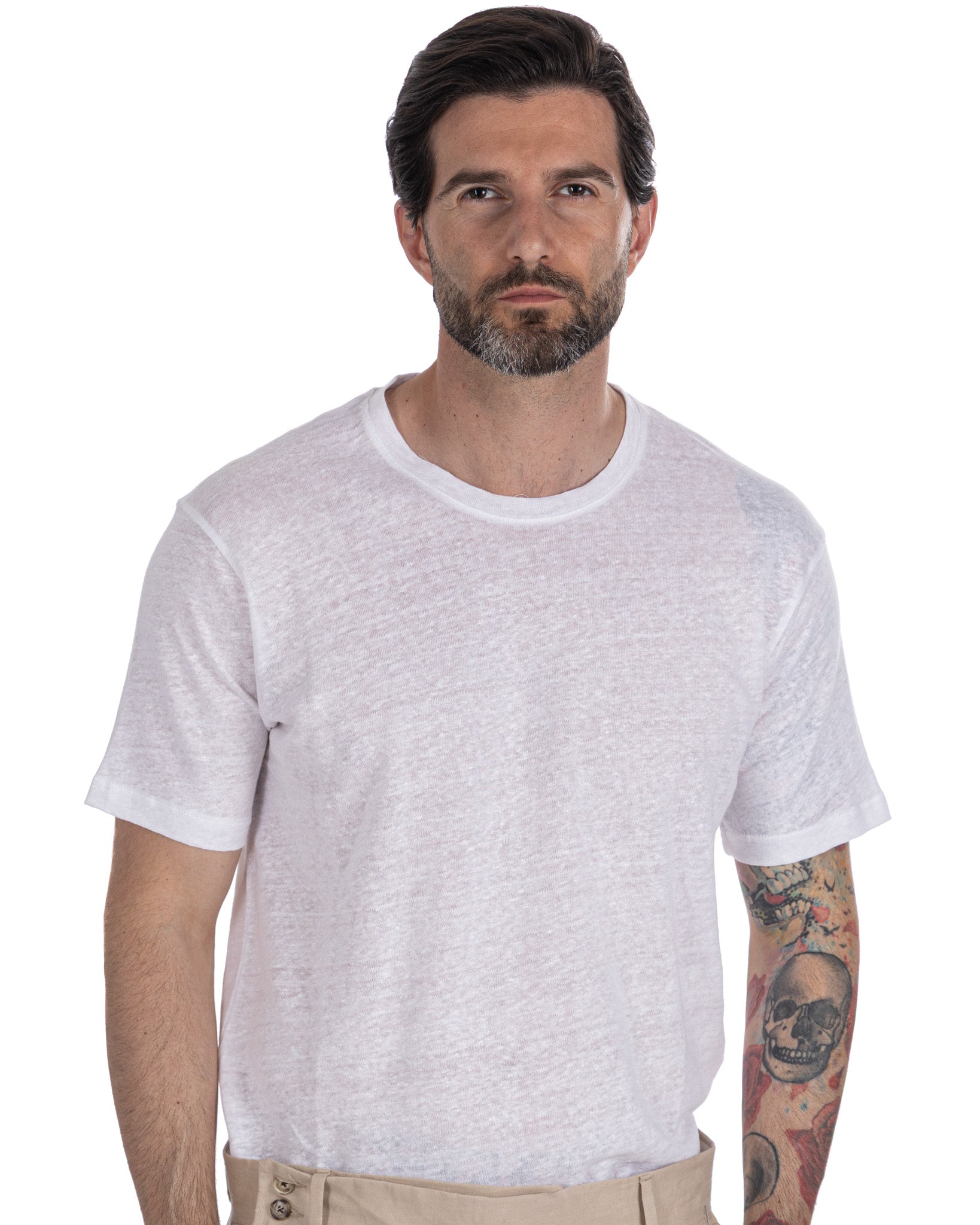 Felix - t-shirt oversize in lino bianca