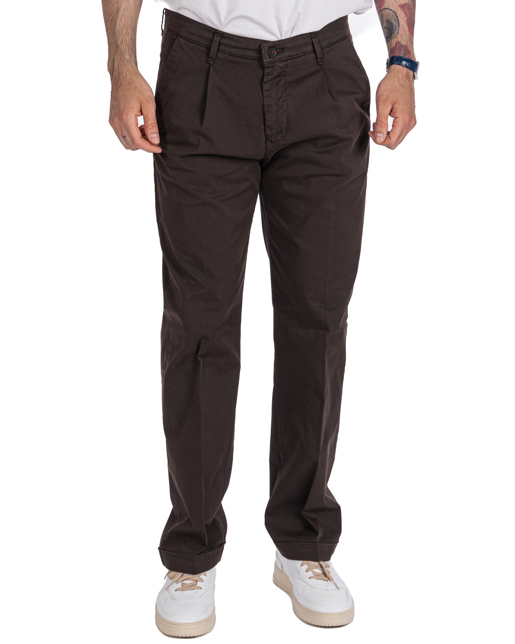 Seath - pantalone in cotone largo moro