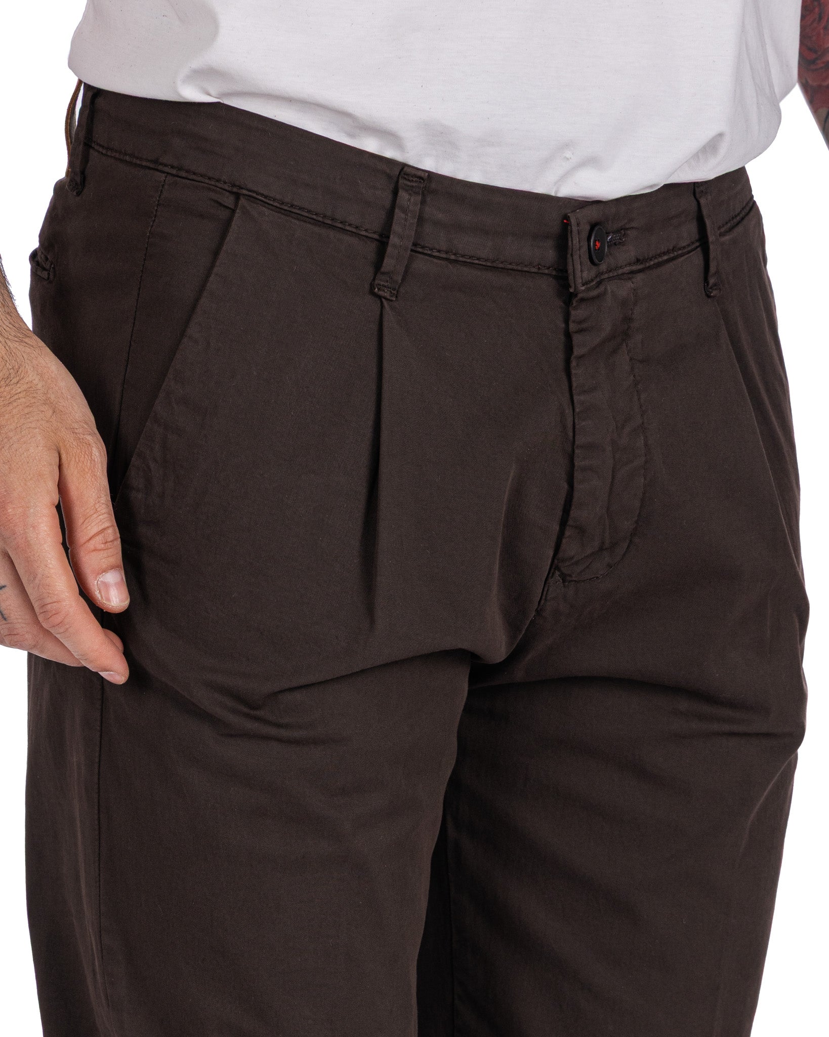 Seath - pantalone in cotone largo moro