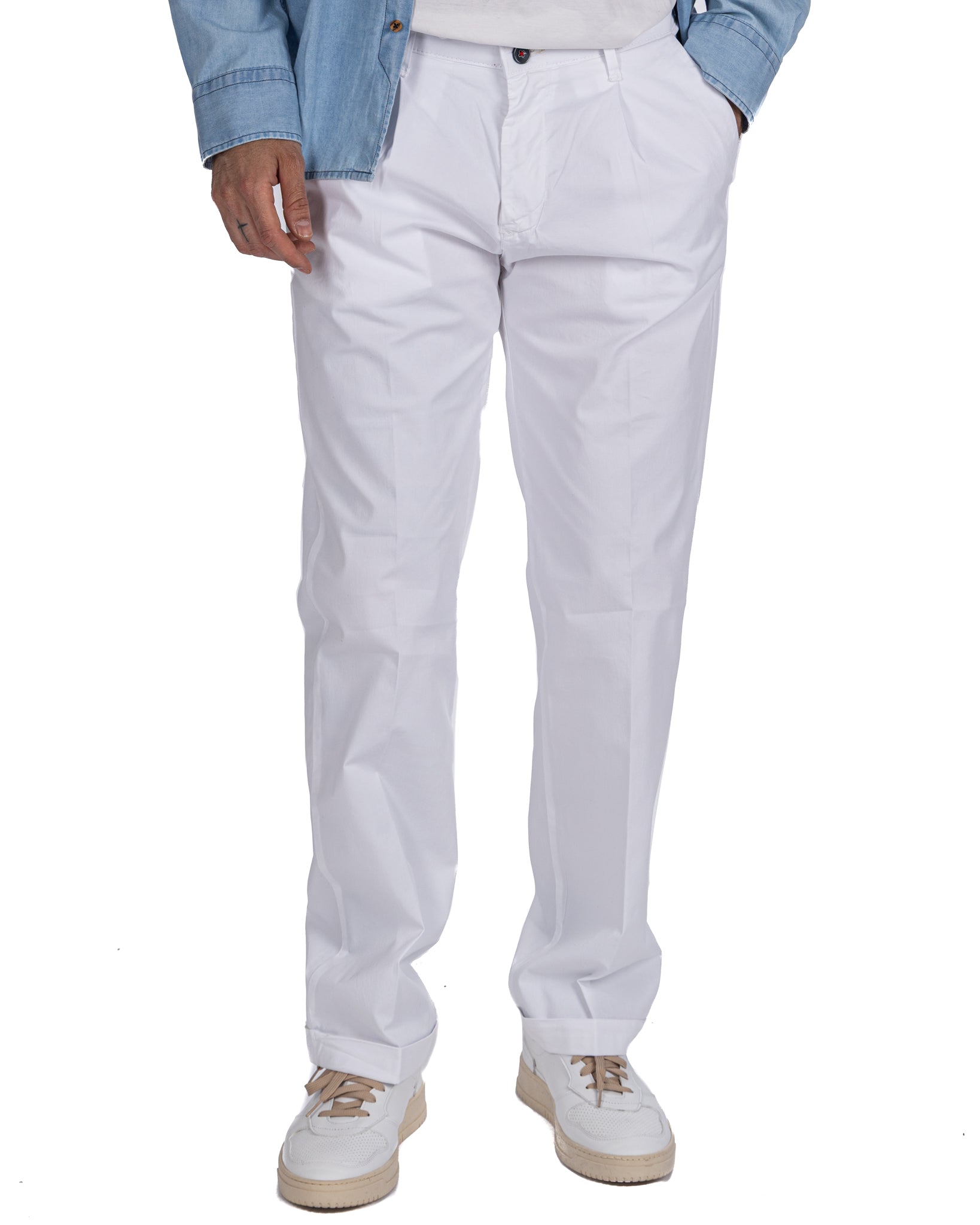 Seath - pantalone in cotone largo bianco